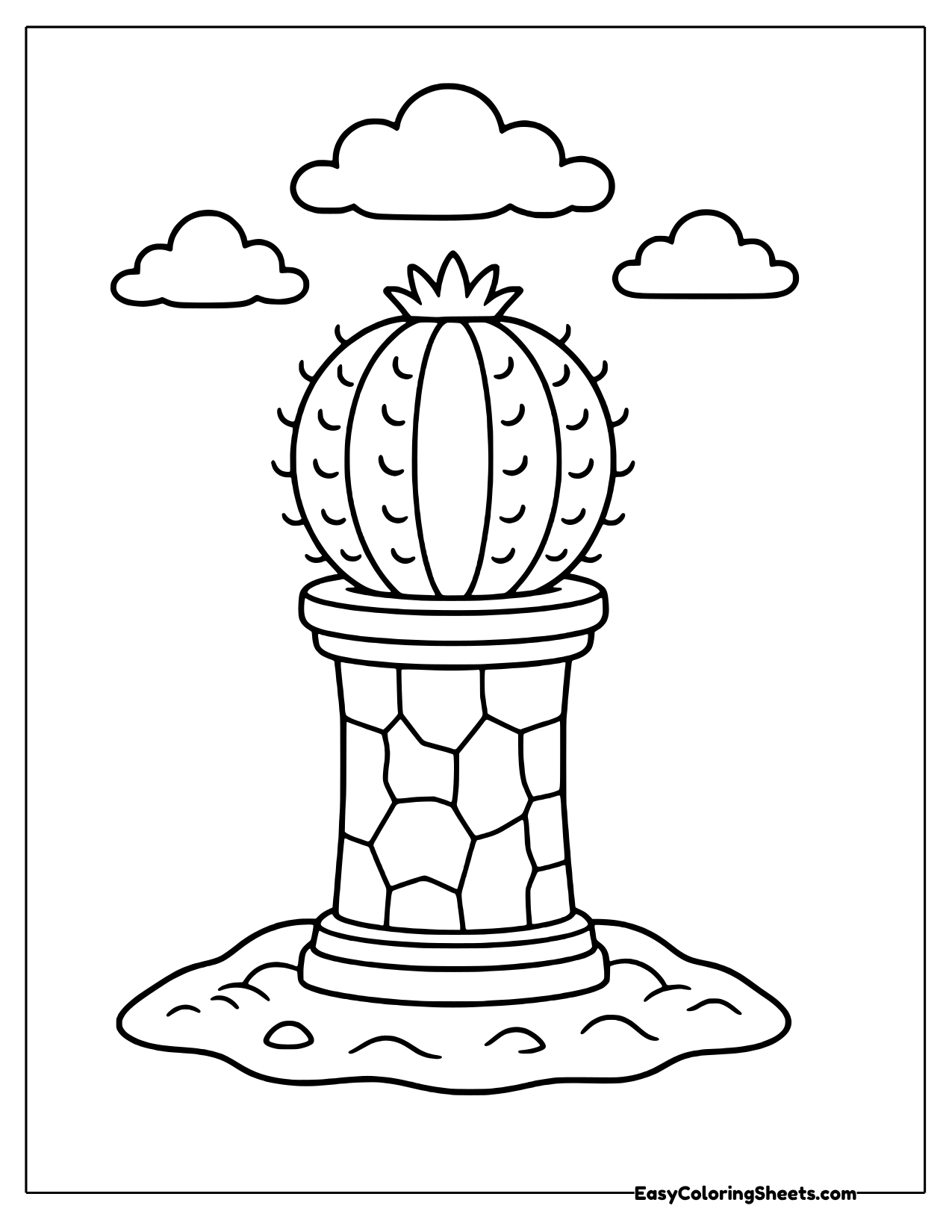Barrel cactus on a stone pedestal