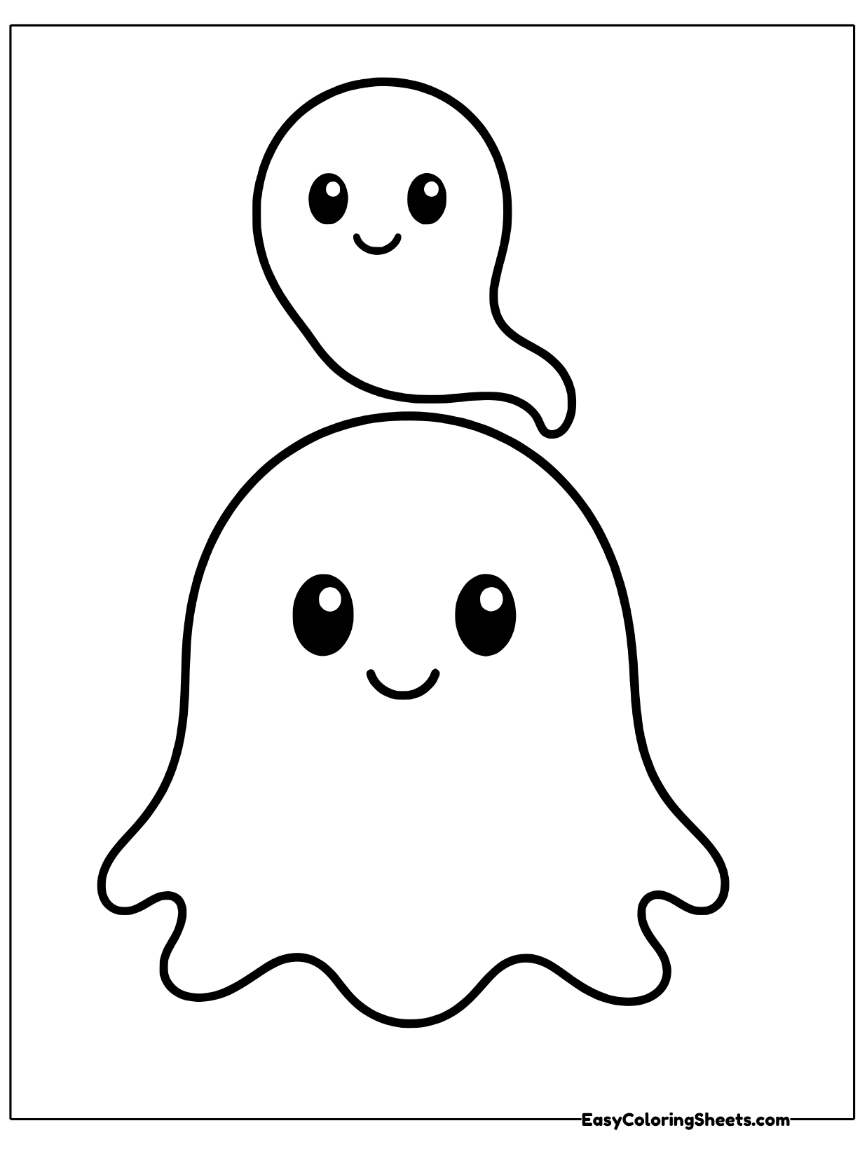 Two ghosts float one above the other, like friends playing a game of leapfrog in the air.