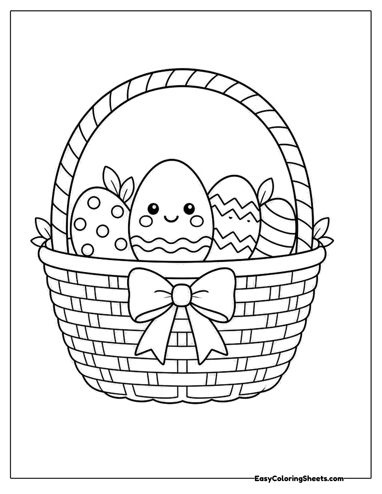 Easter basket filled with smiling eggs