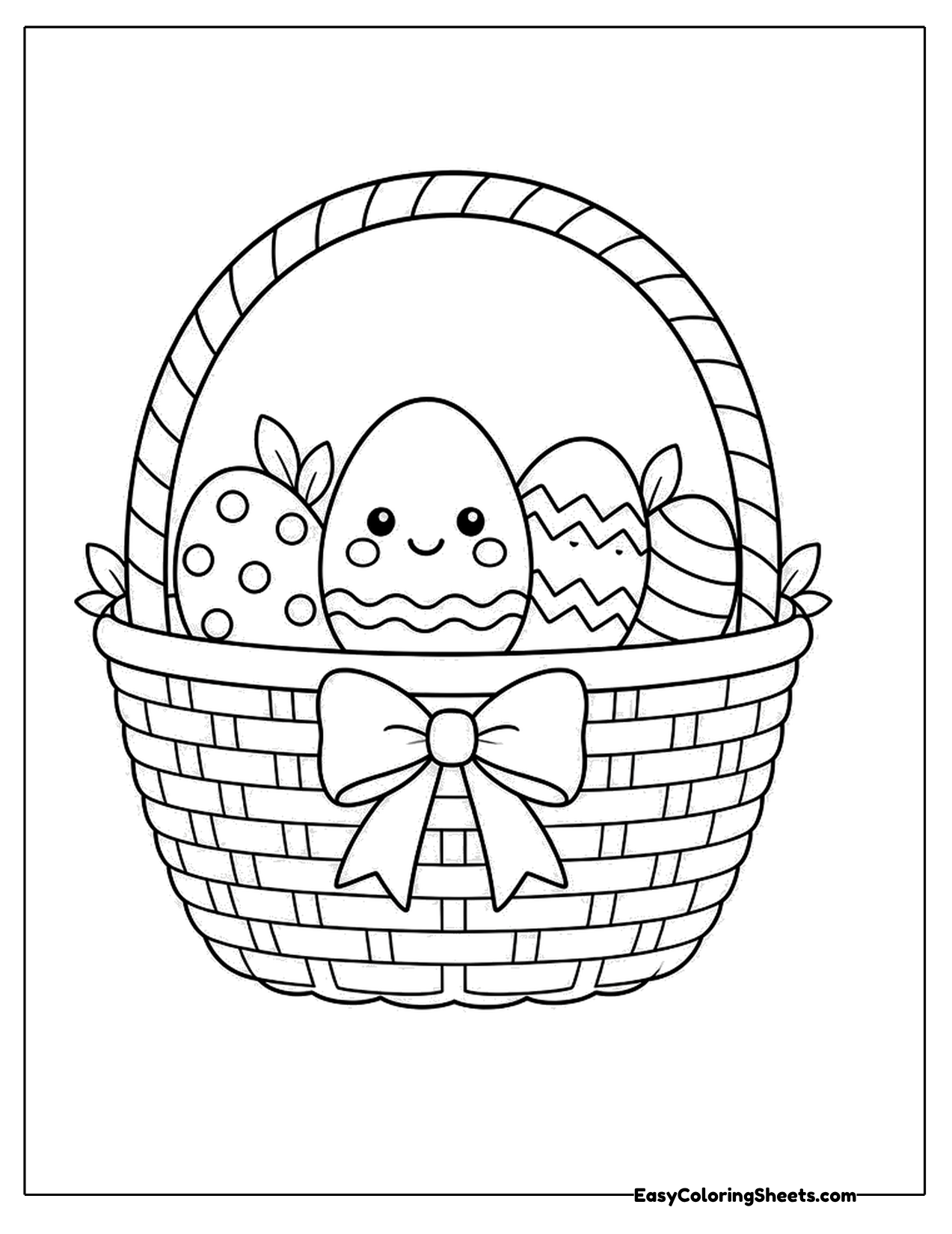 Easter basket filled with smiling eggs