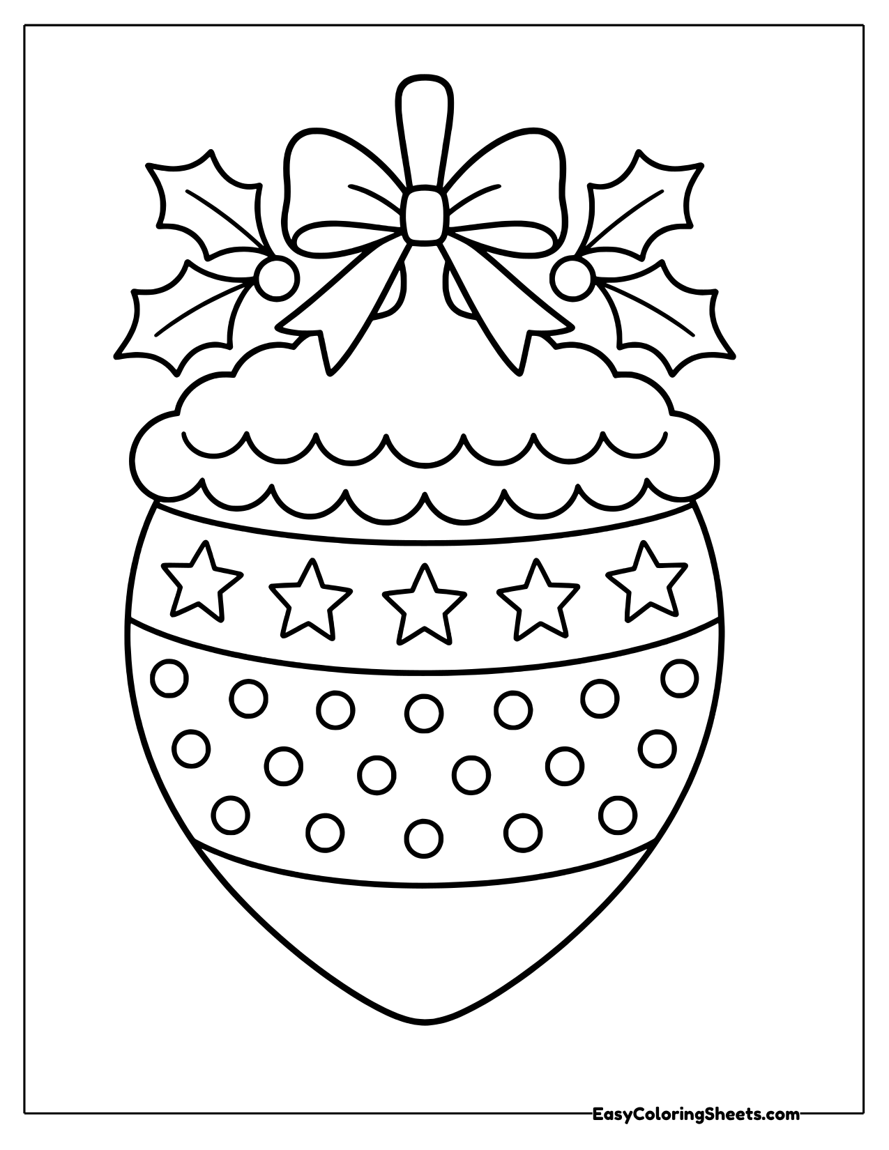 Acorn shaped Christmas ornament with stars and dots