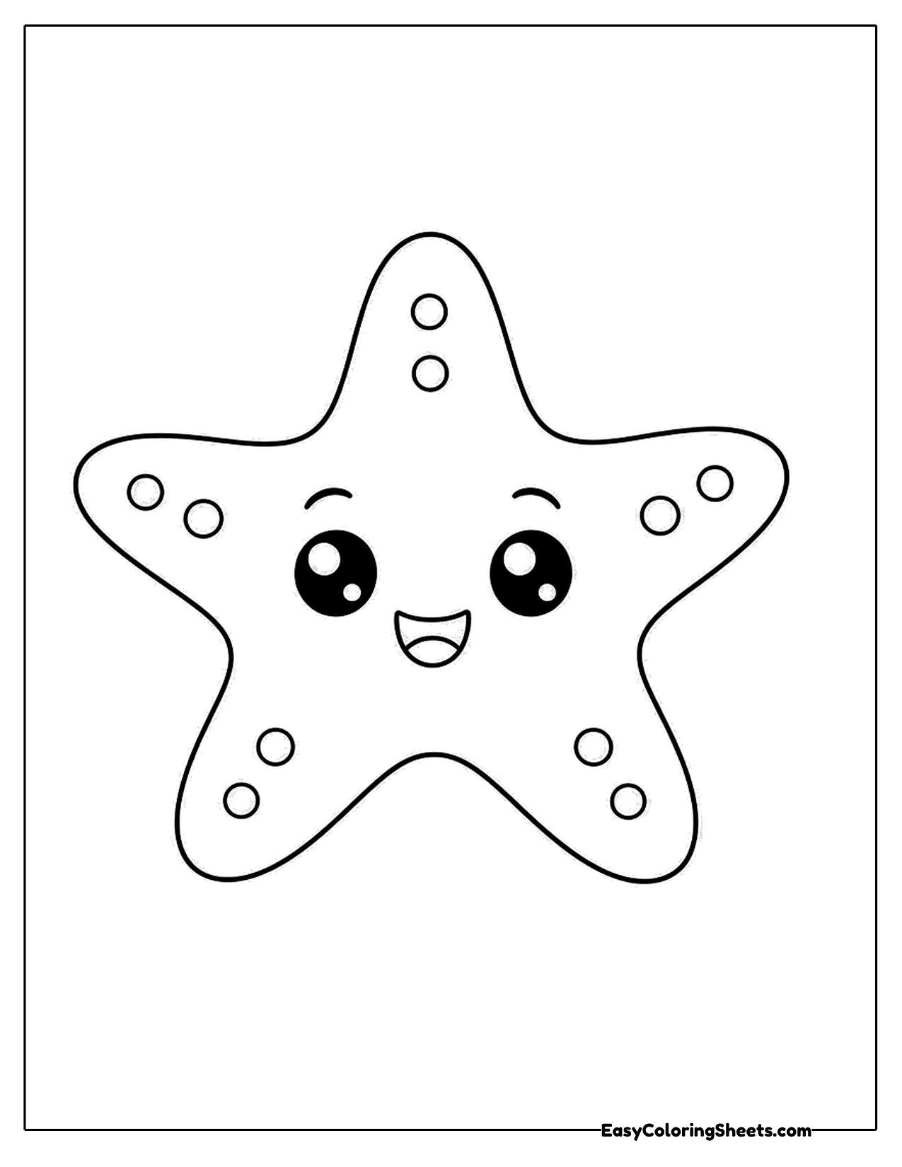 Baby starfish with a smiling face and dots
