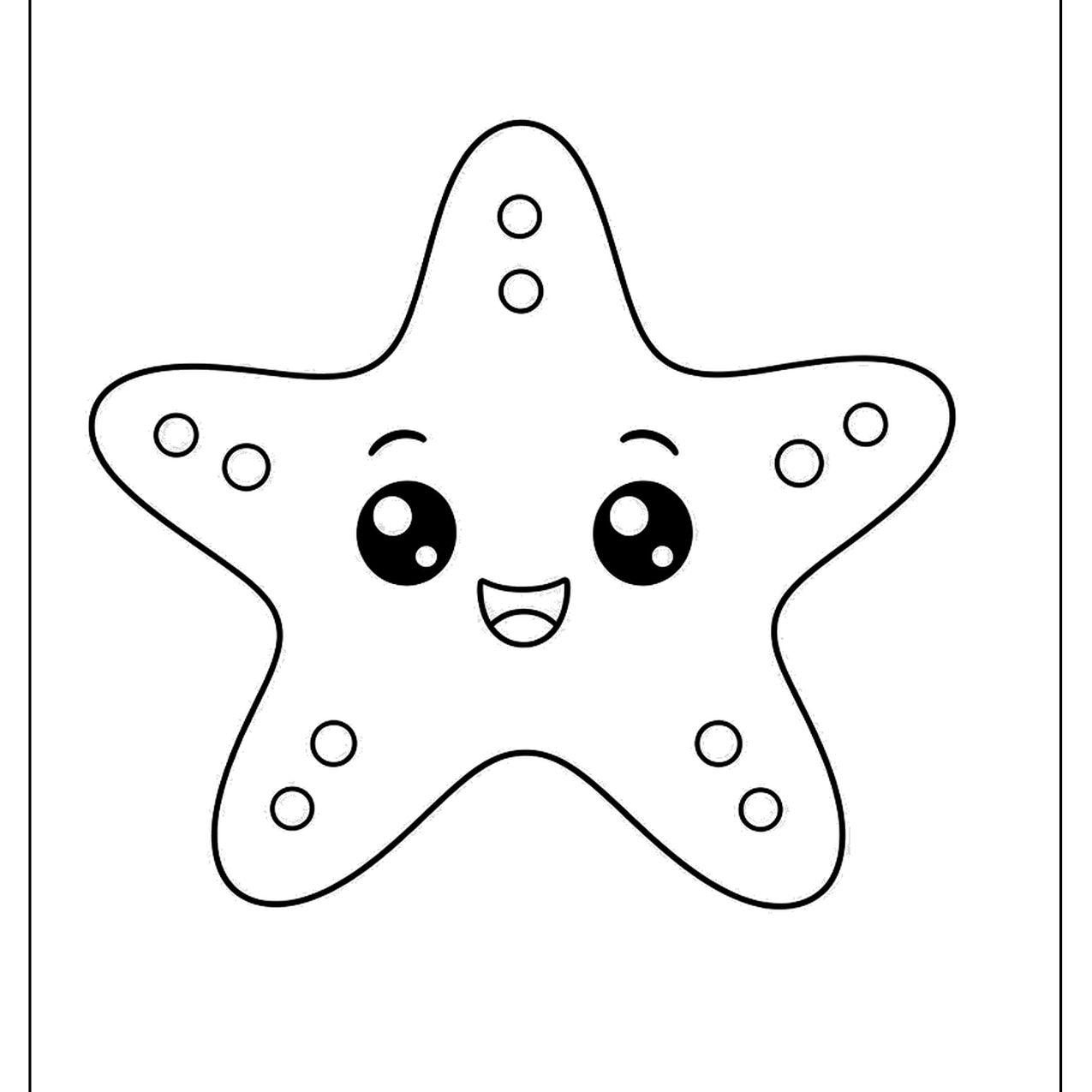 Baby starfish with a smiling face and dots