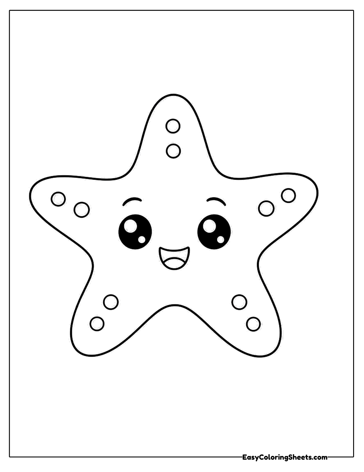 Baby starfish with a smiling face and dots