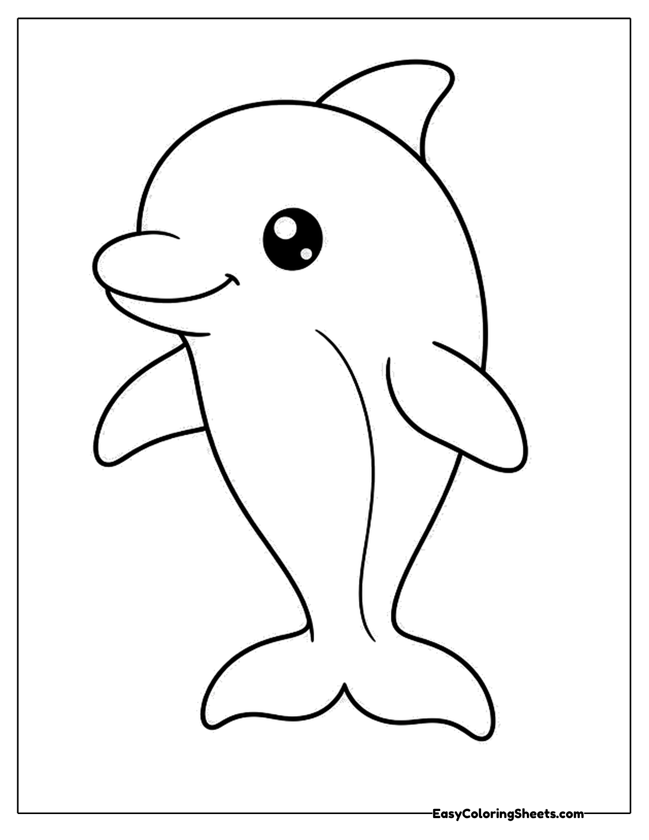 Cute dolphin character standing on its tail