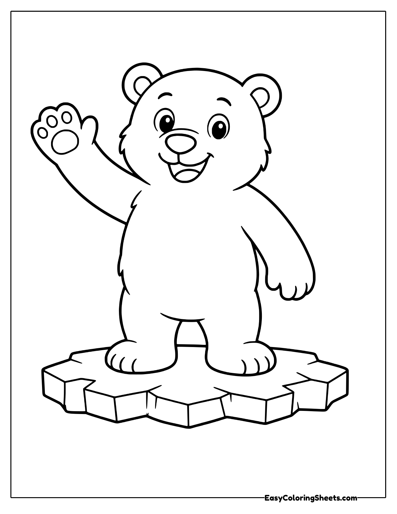 Polar bear waving from an ice chunk