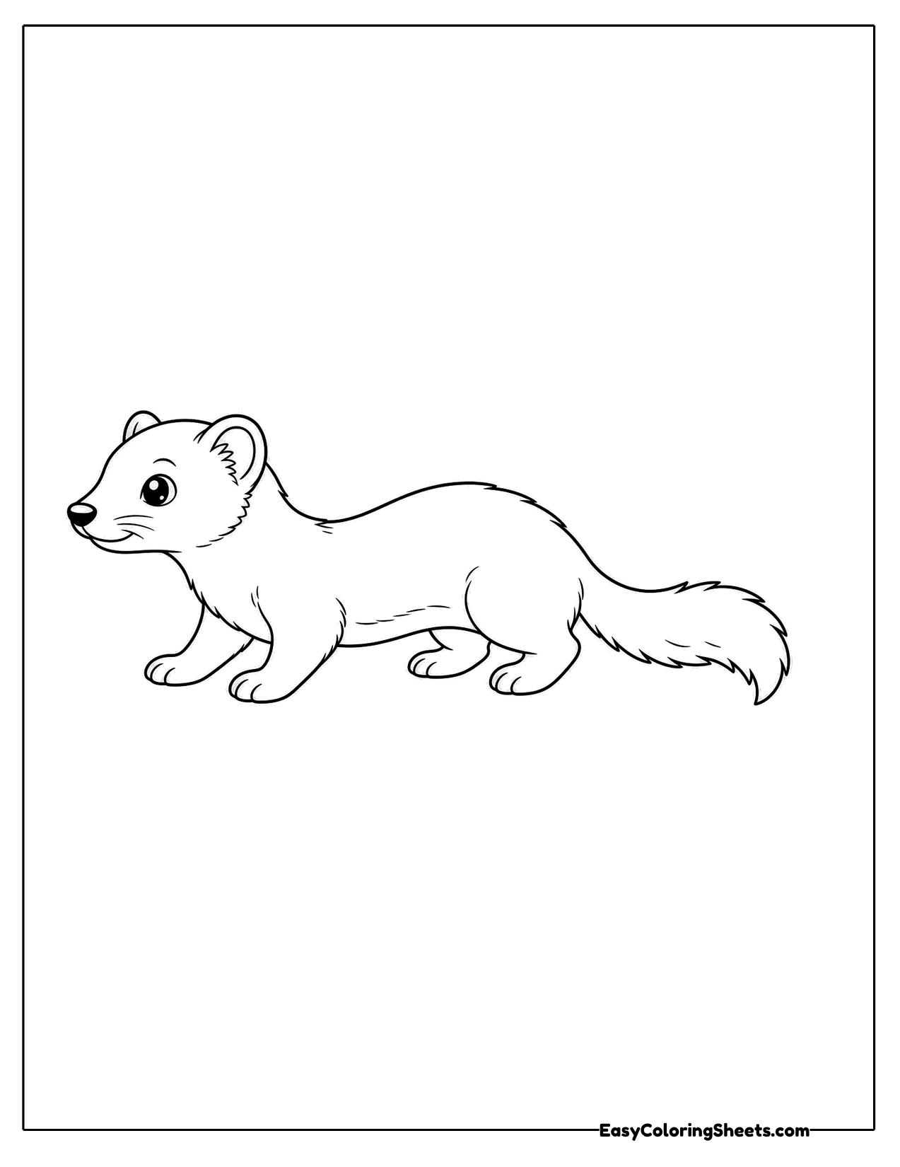 Cute weasel stretched out in side view