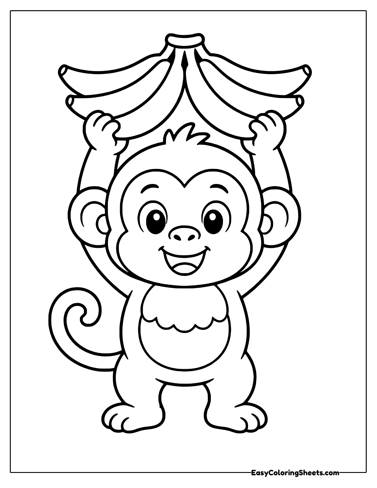 Monkey holding bananas over its head
