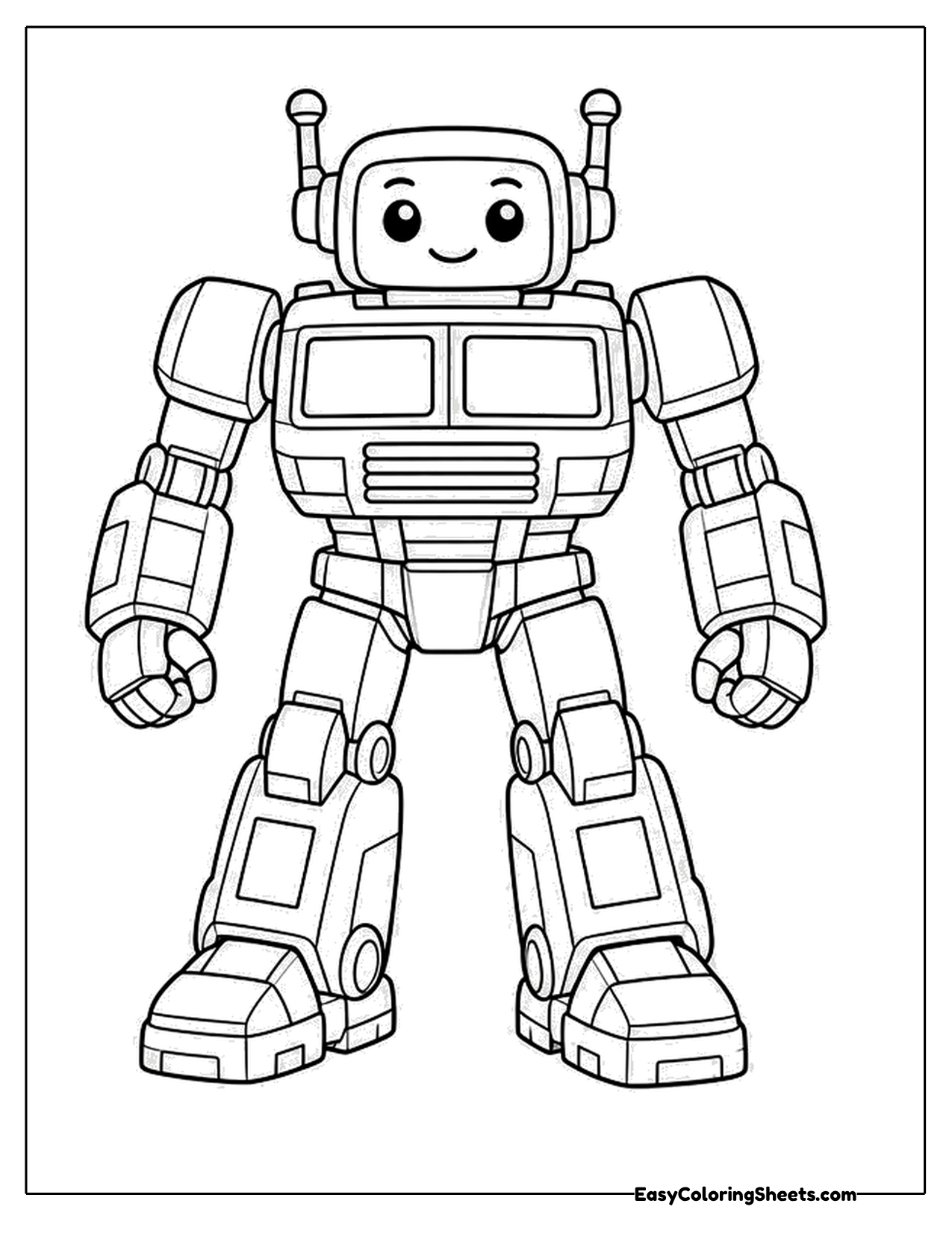 Tall robot with antennas and square body