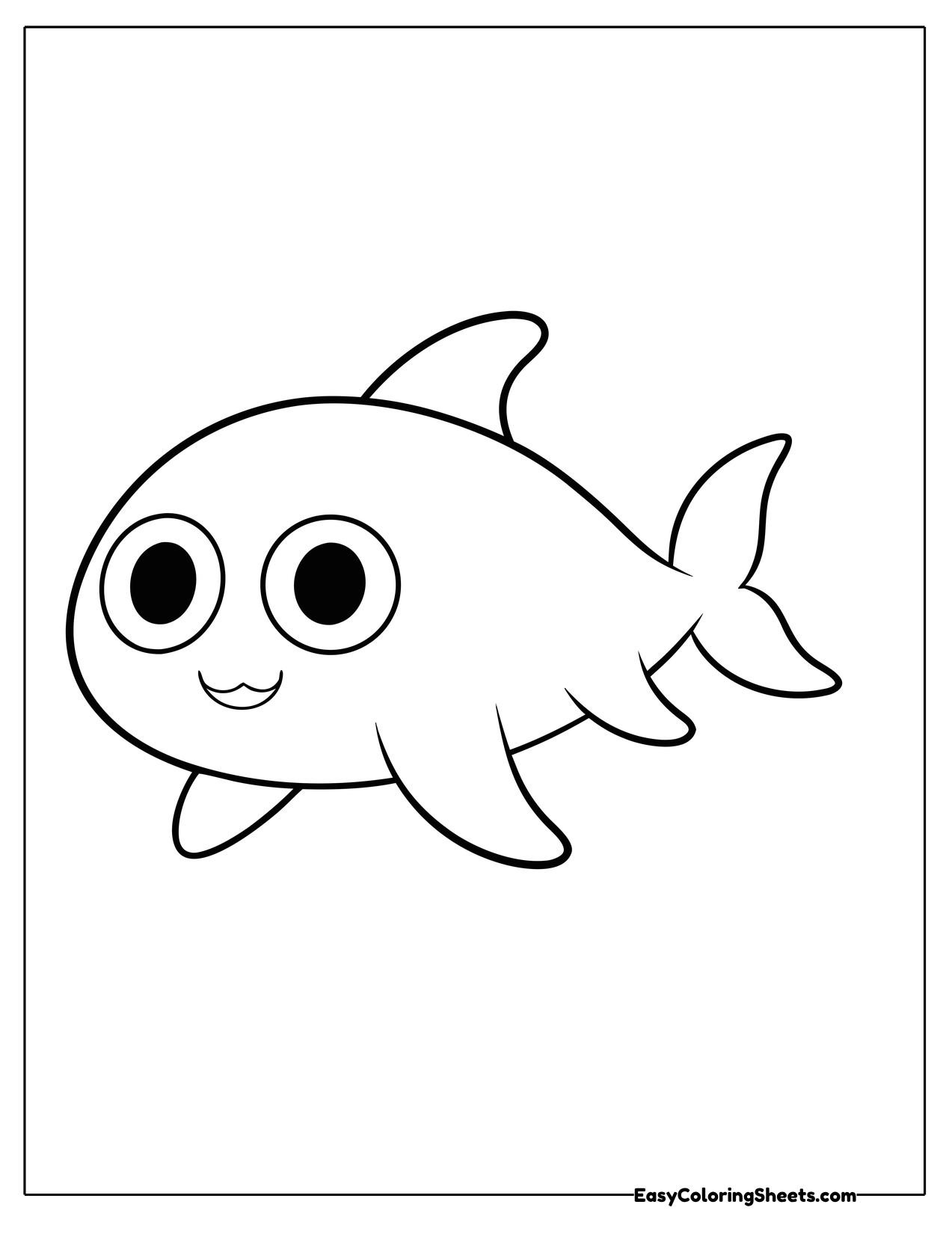 Cute shark with big round eyes and a smile