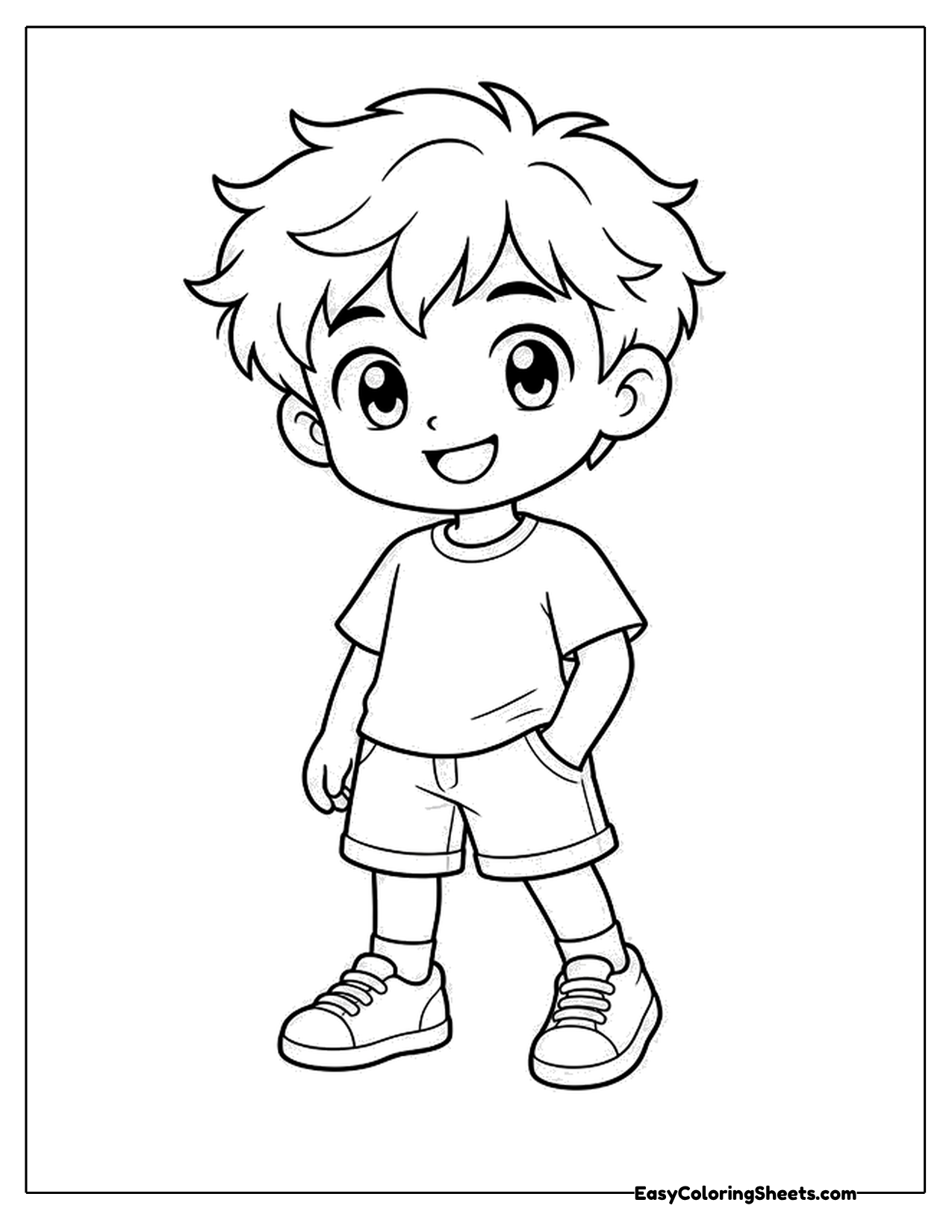 Cute chibi boy walking with a smile