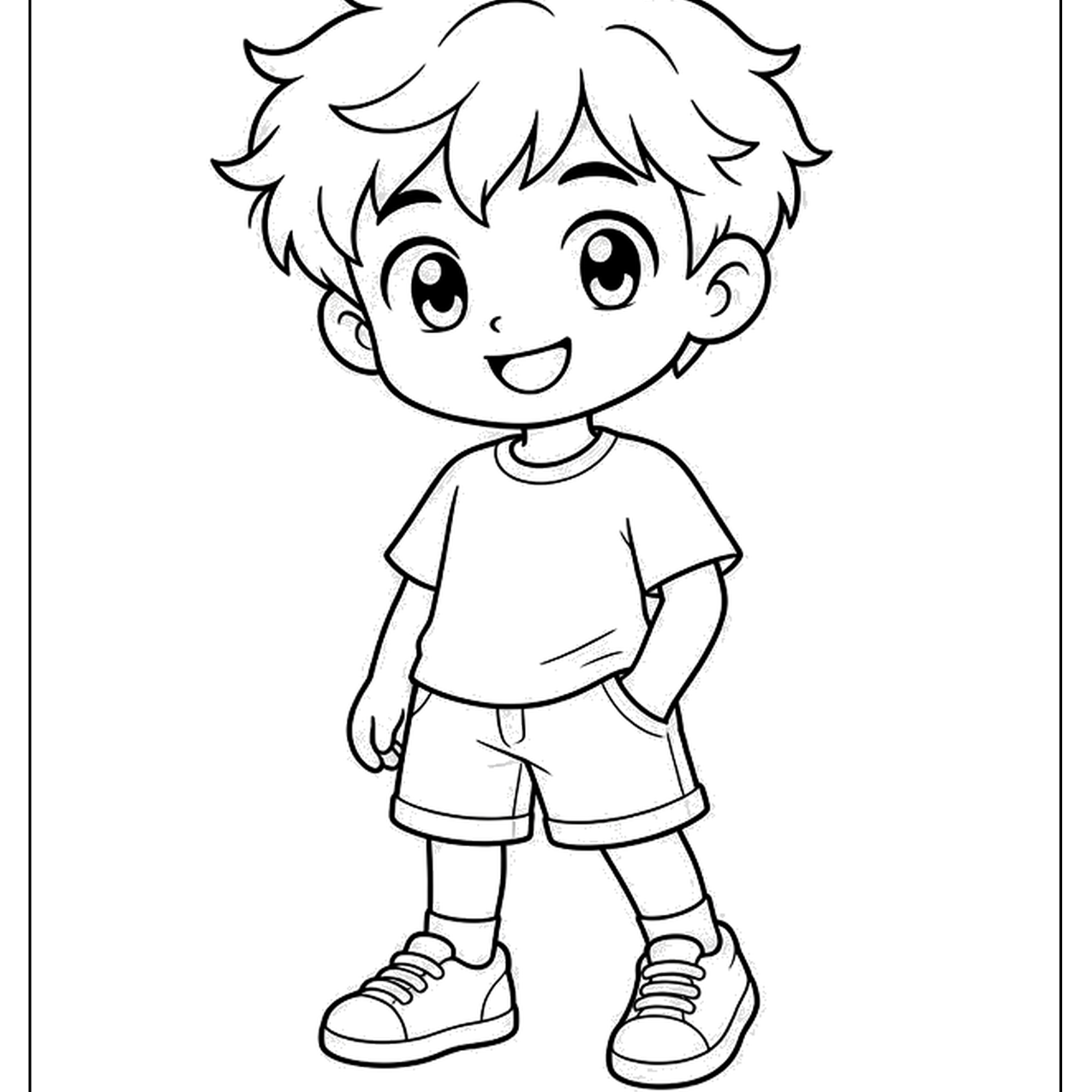 Cute chibi boy walking with a smile