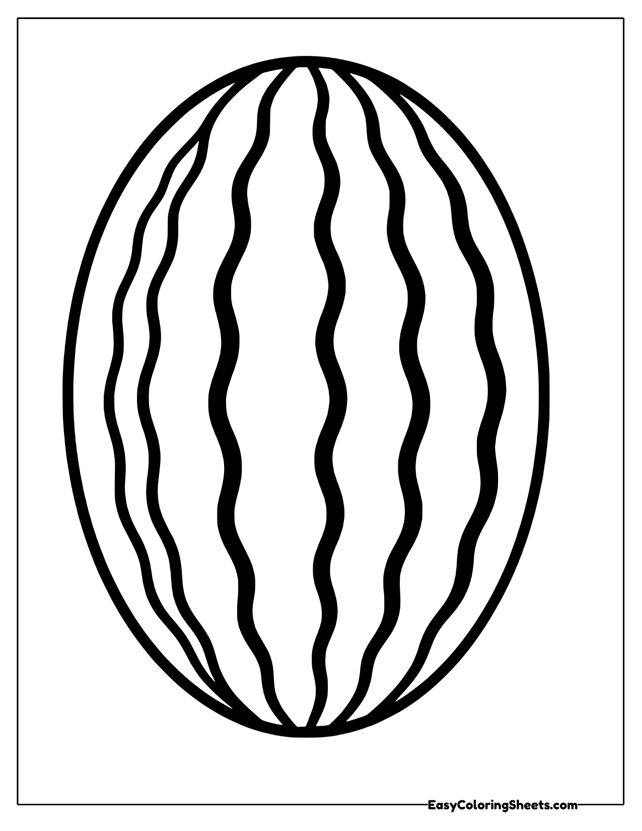 Whole oval watermelon with wavy stripes