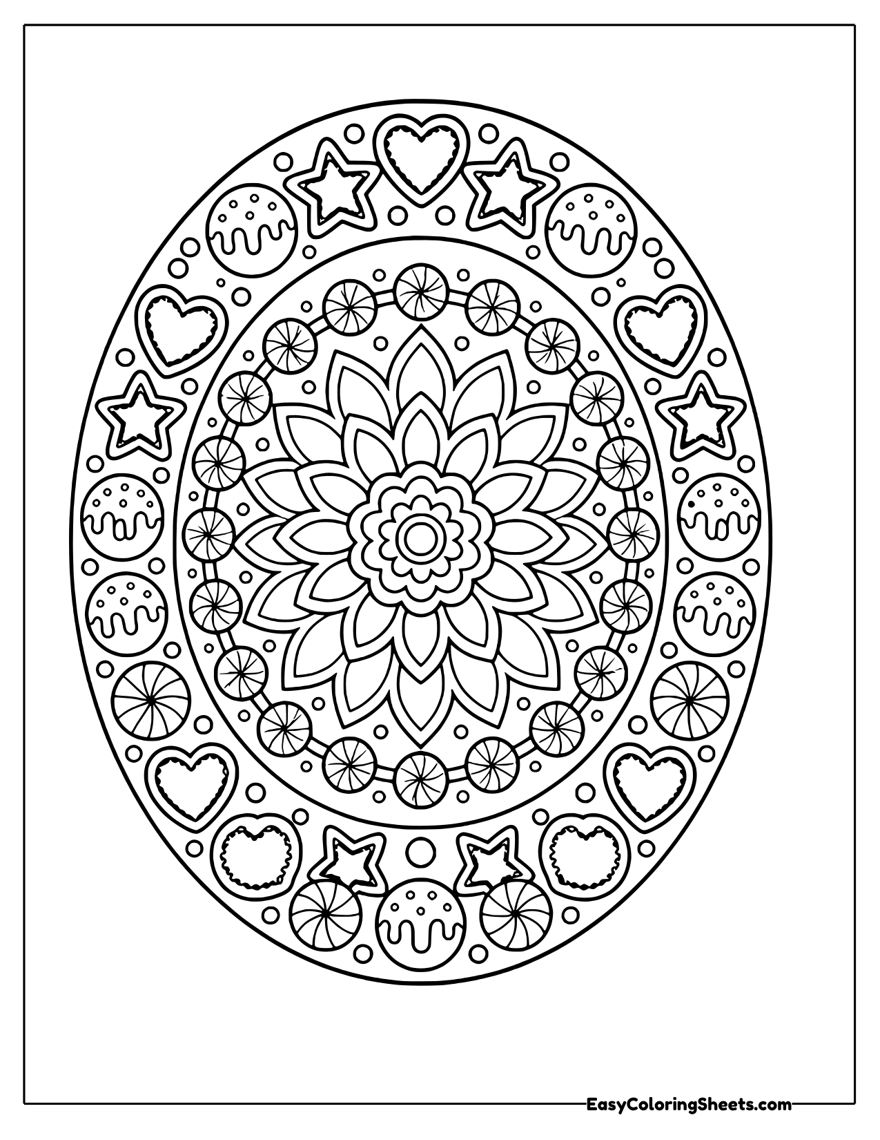 Oval Christmas cookie mandala