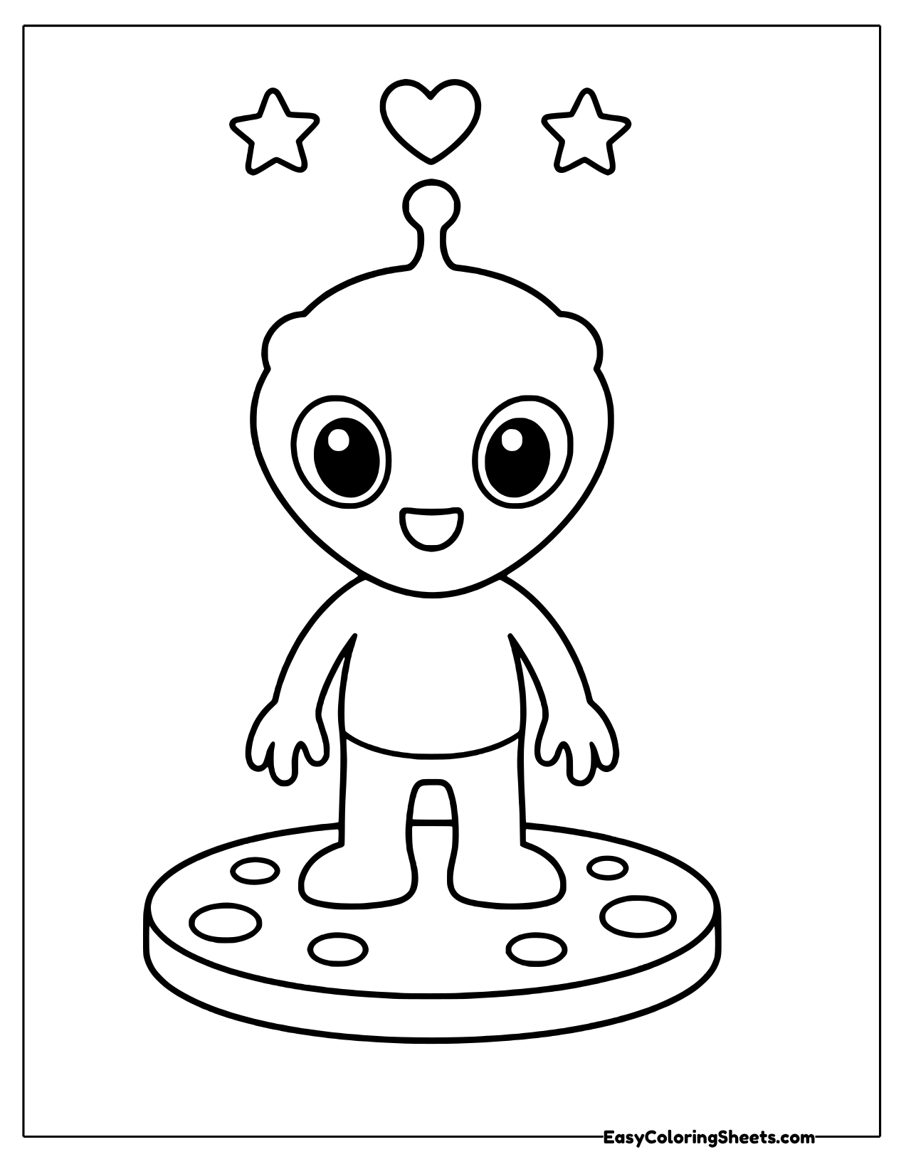 Cute alien standing tall on a round base