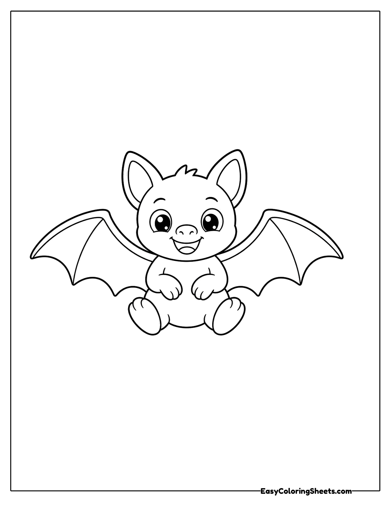 Cute bat character with spread wings