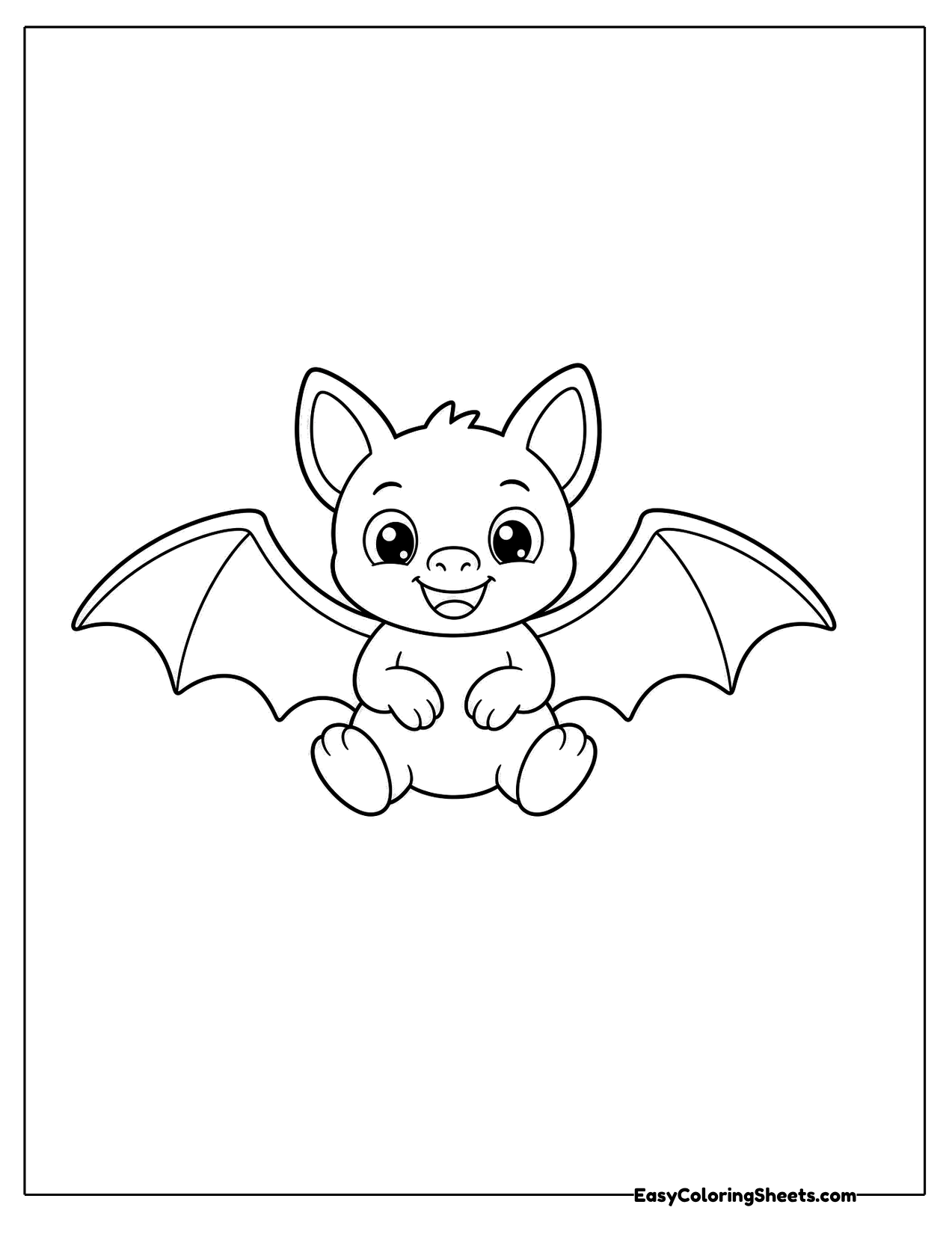Cute bat character with spread wings