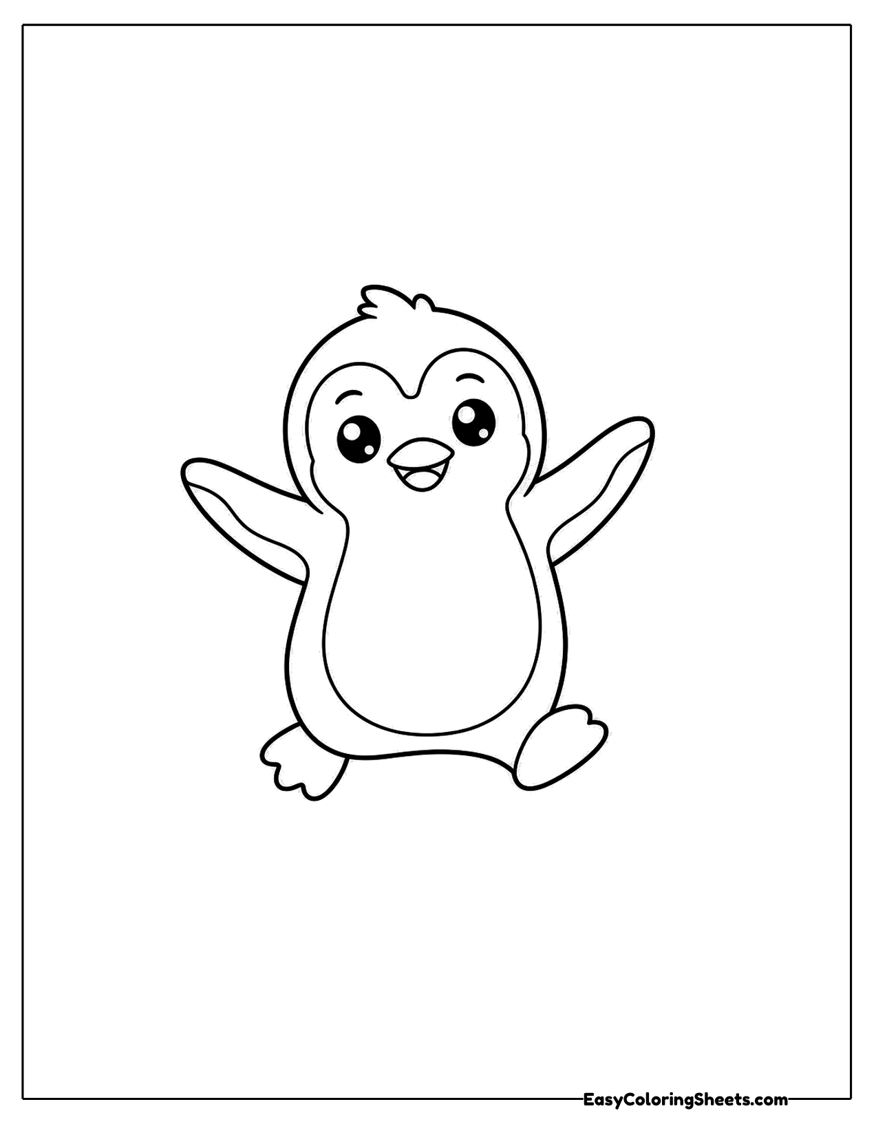 Penguin jumping with flippers raised