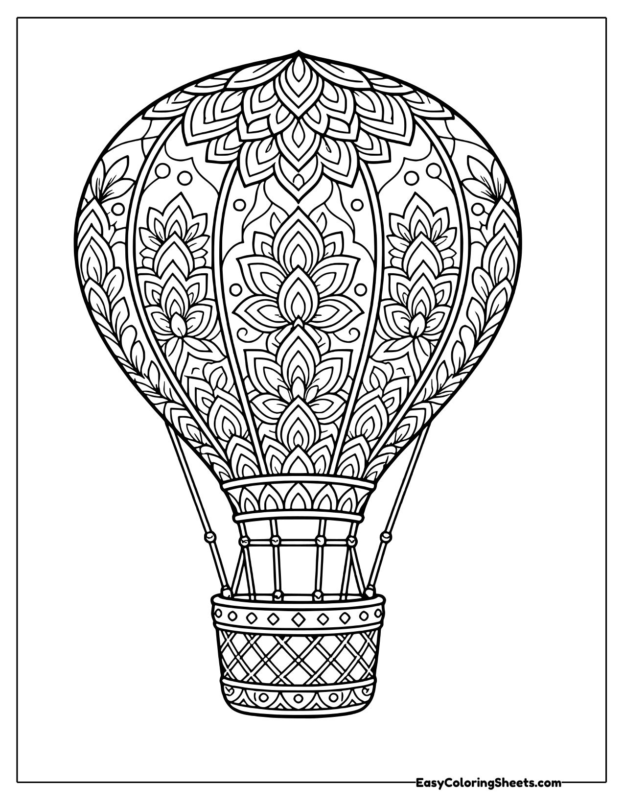 Hot air balloon with mandala patterns