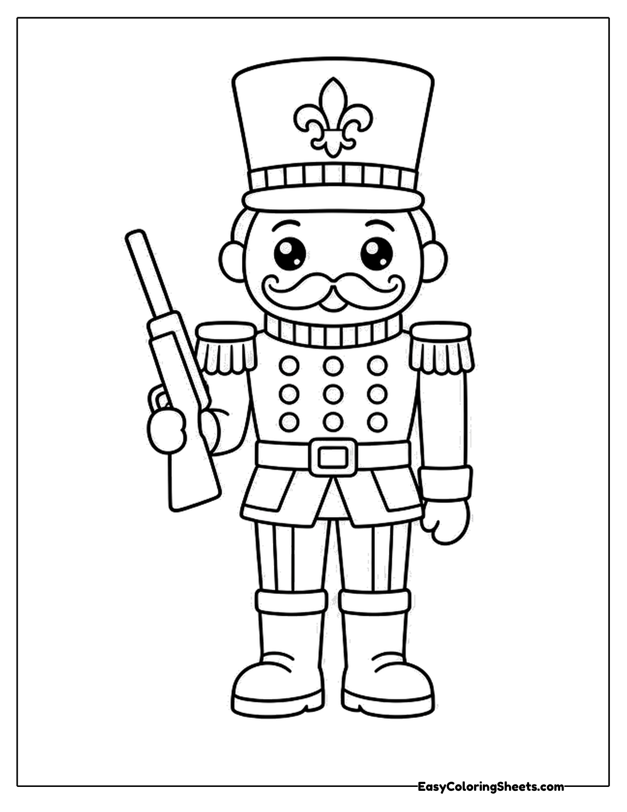 Classic nutcracker soldier standing at attention