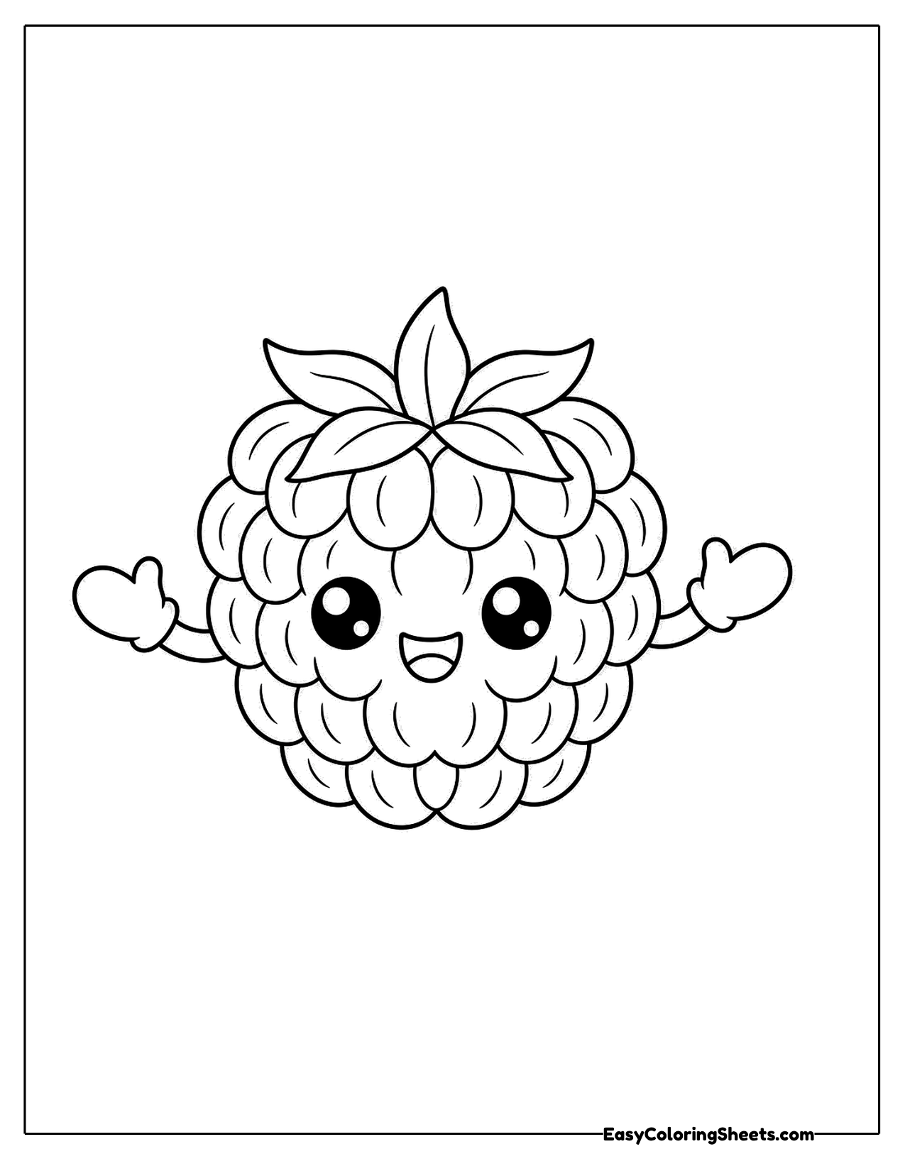 Raspberry character with a smile