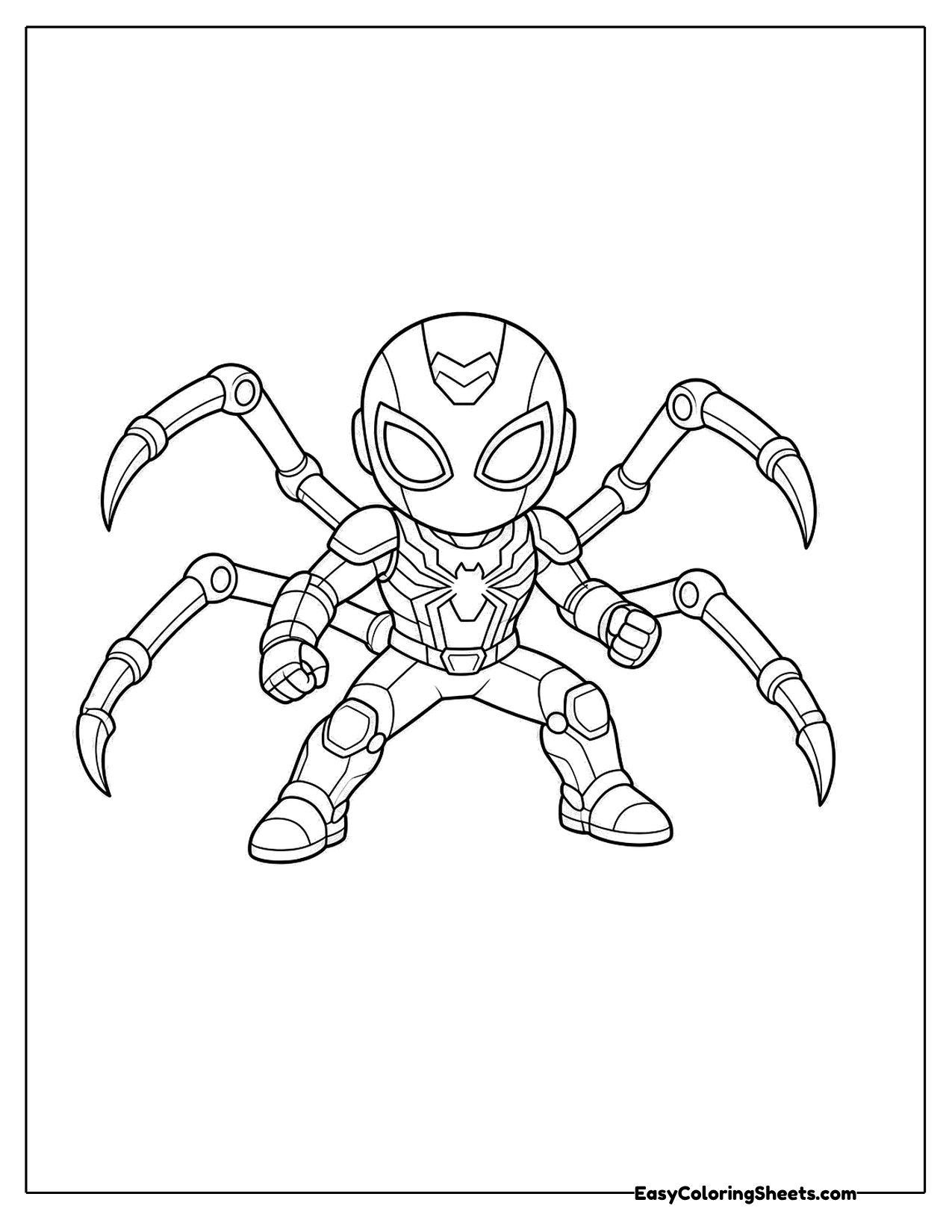 Hero in a spider armor suit with mechanical legs