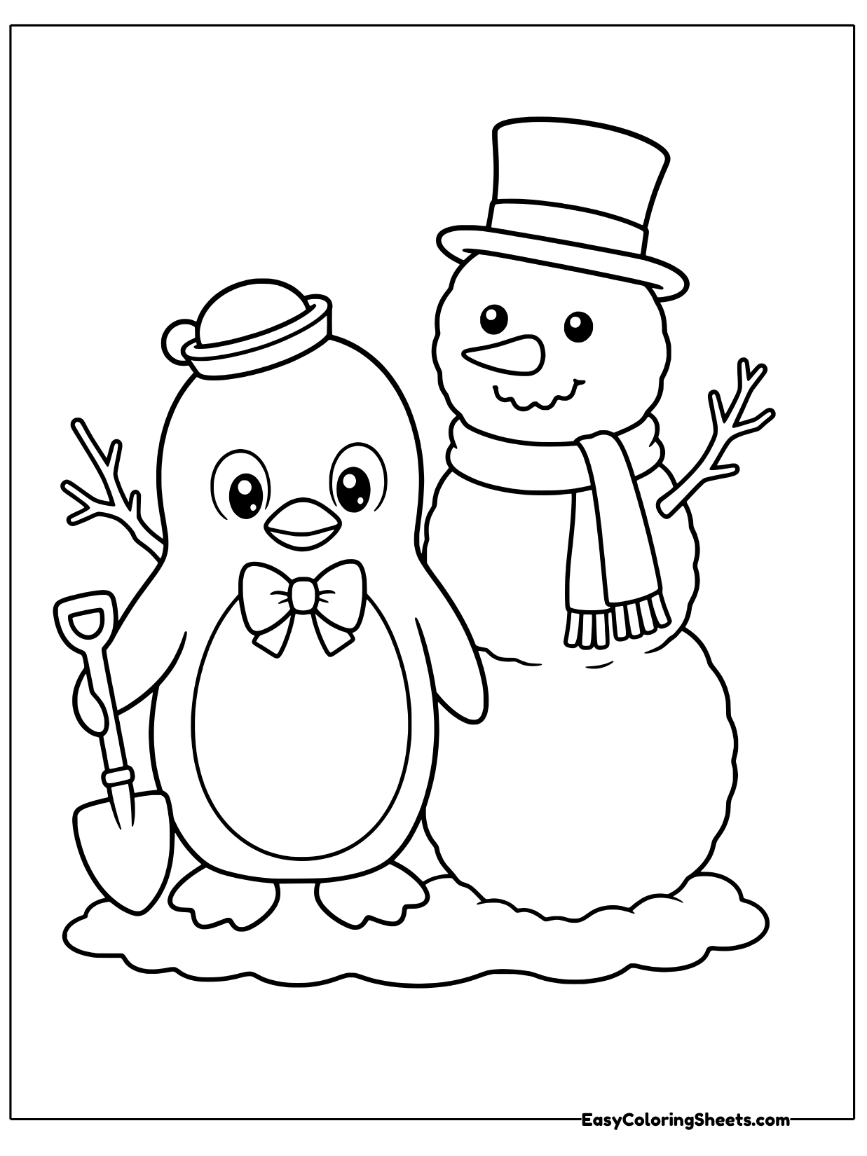 Tuxedo Sam is ready for a snowy day in this wintry coloring page.