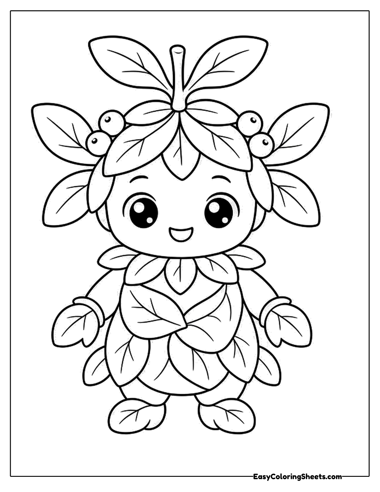 Kid dressed in a mistletoe leaf costume