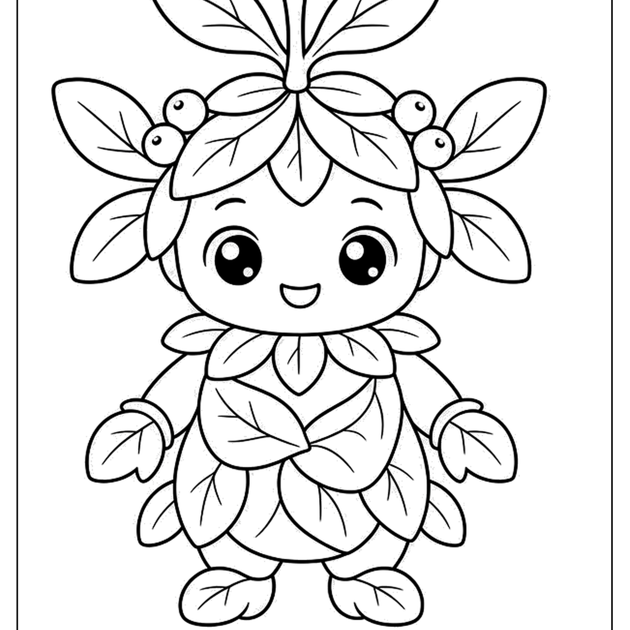 Kid dressed in a mistletoe leaf costume