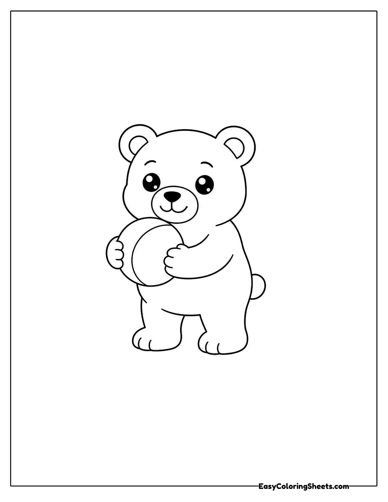 Little bear holding a ball