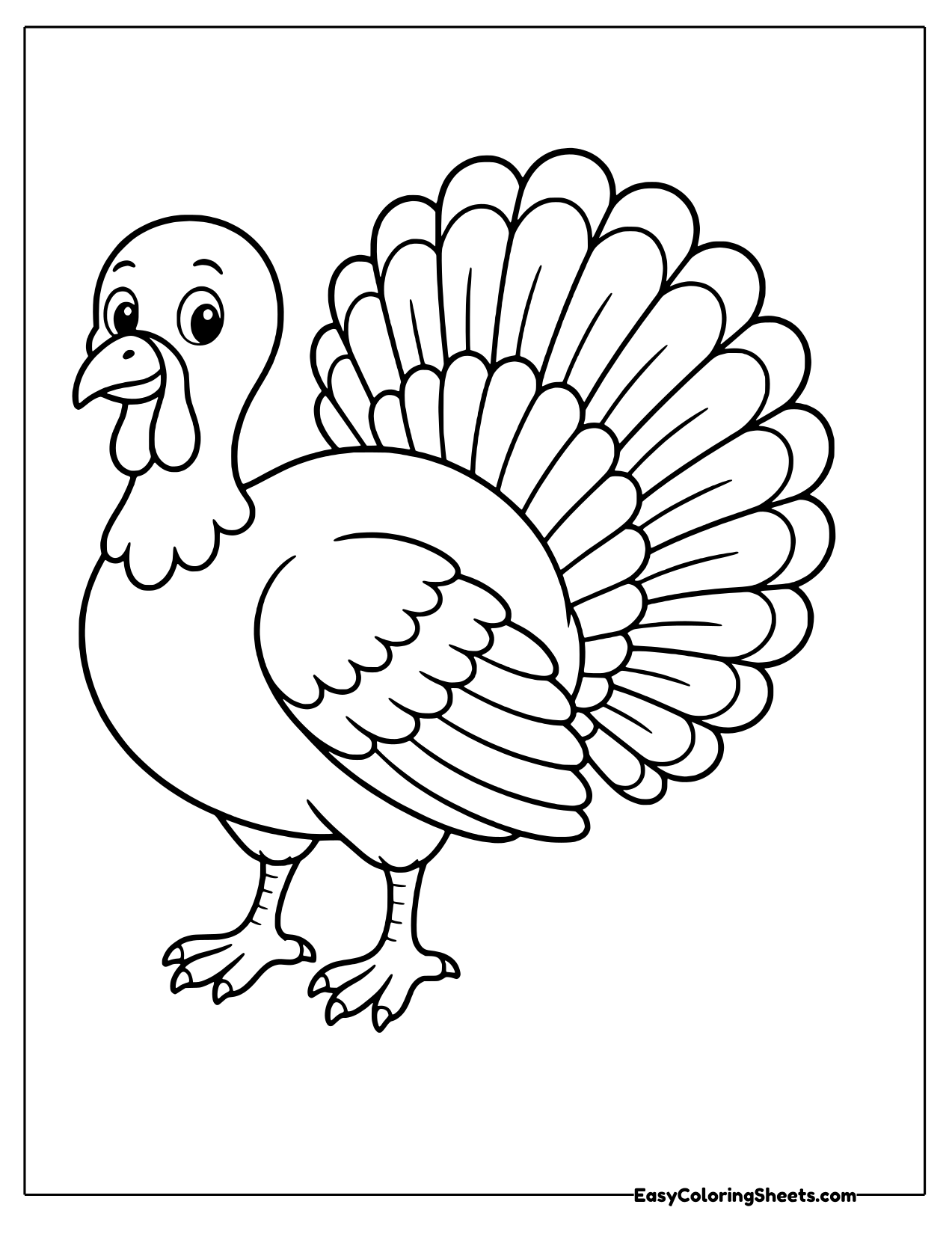 Side view of a turkey with a tall upright tail fan