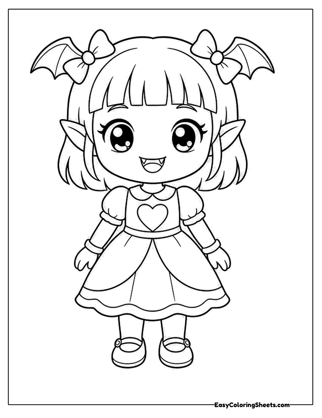 Little vampire girl in a dress with bat wing bows