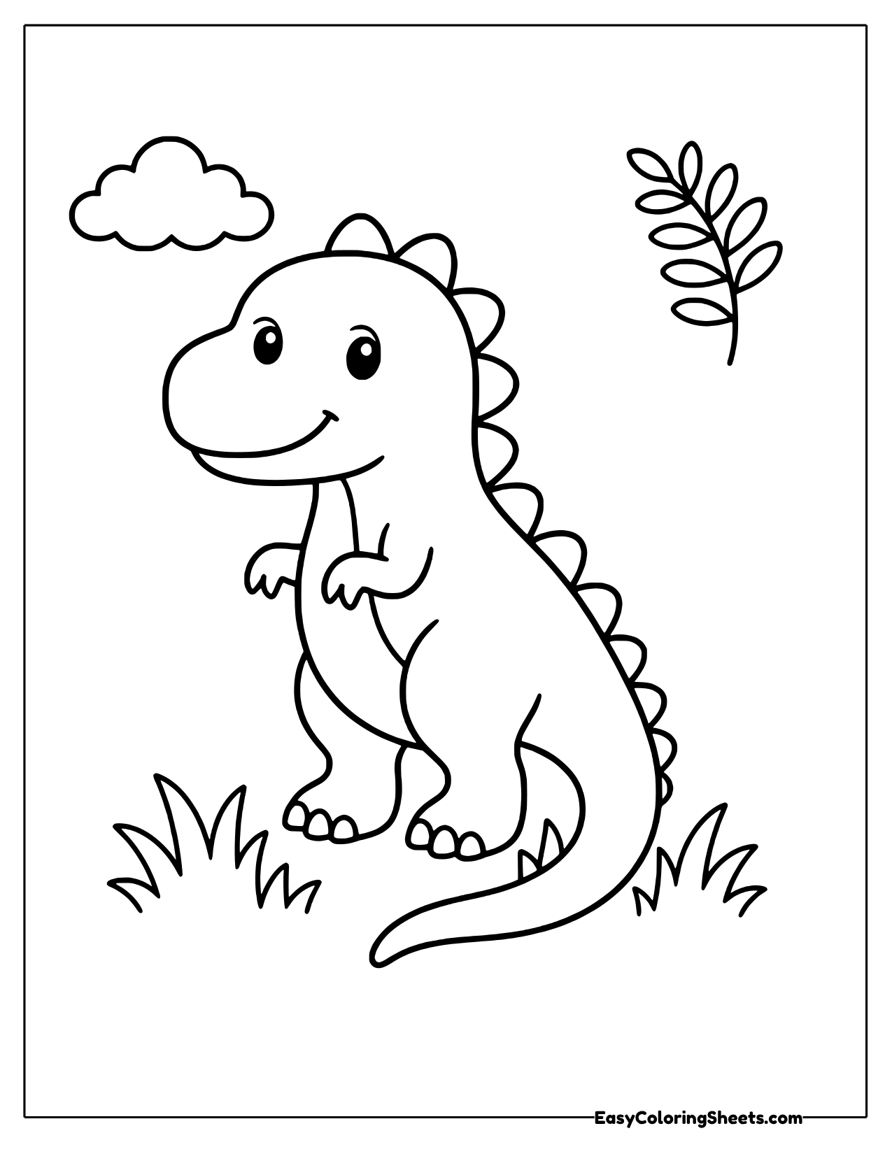 Friendly T rex standing in the grass