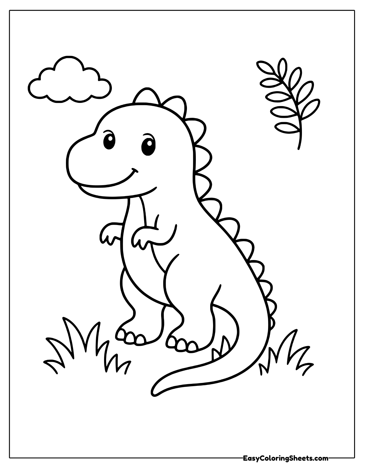 Friendly T rex standing in the grass