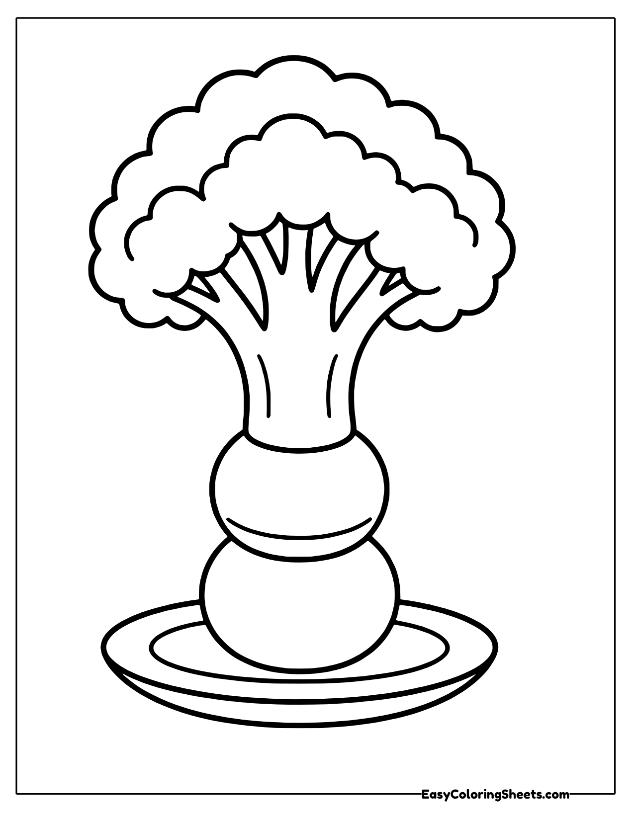 Broccoli floret on a stack of balls