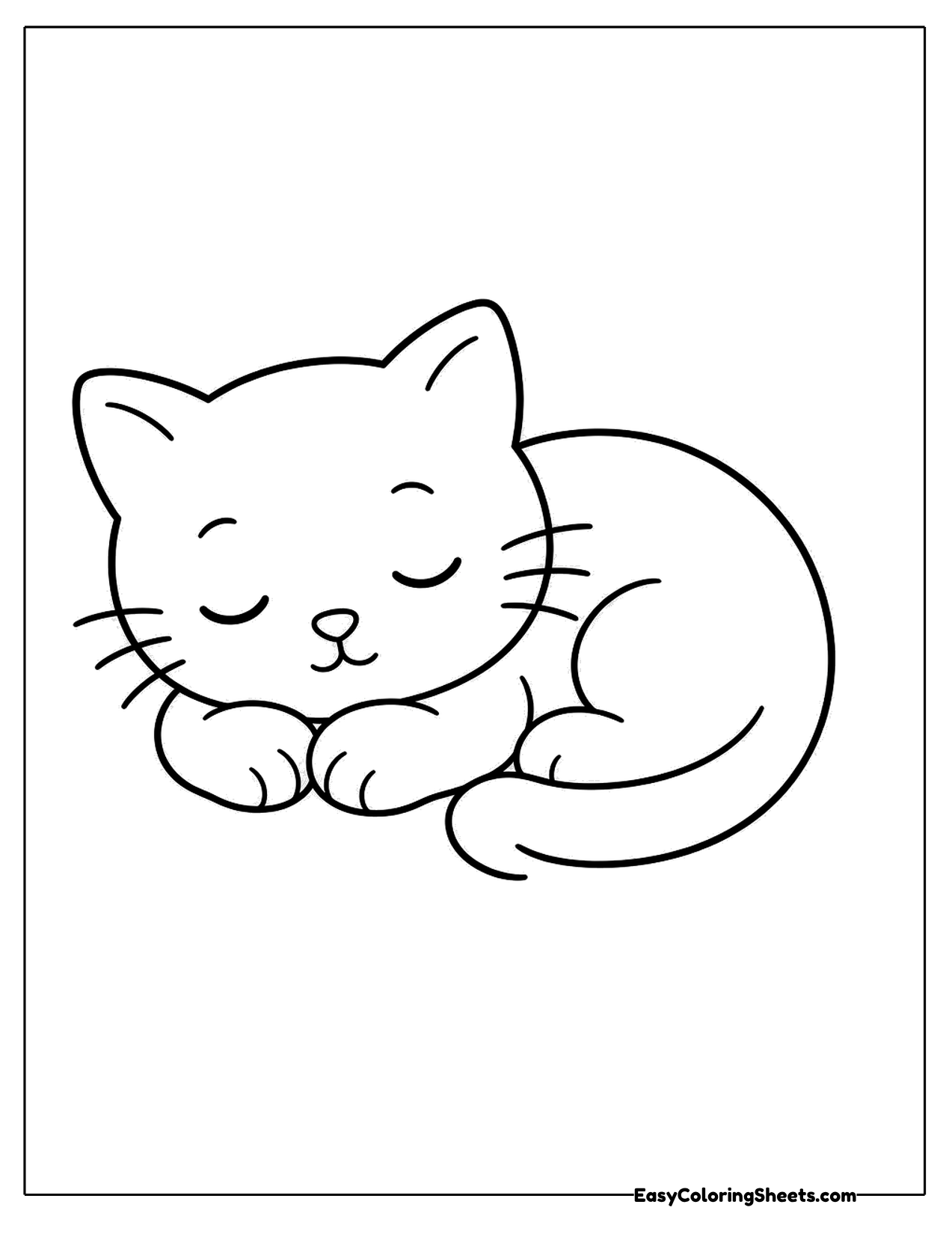 Sleepy kitten curled up for a nap