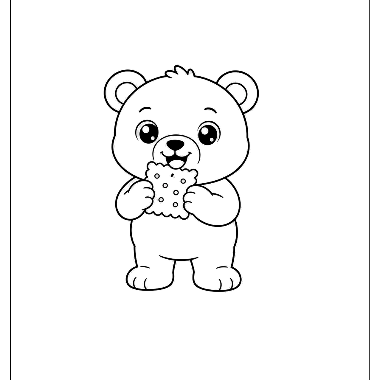 Little bear nibbling a cookie