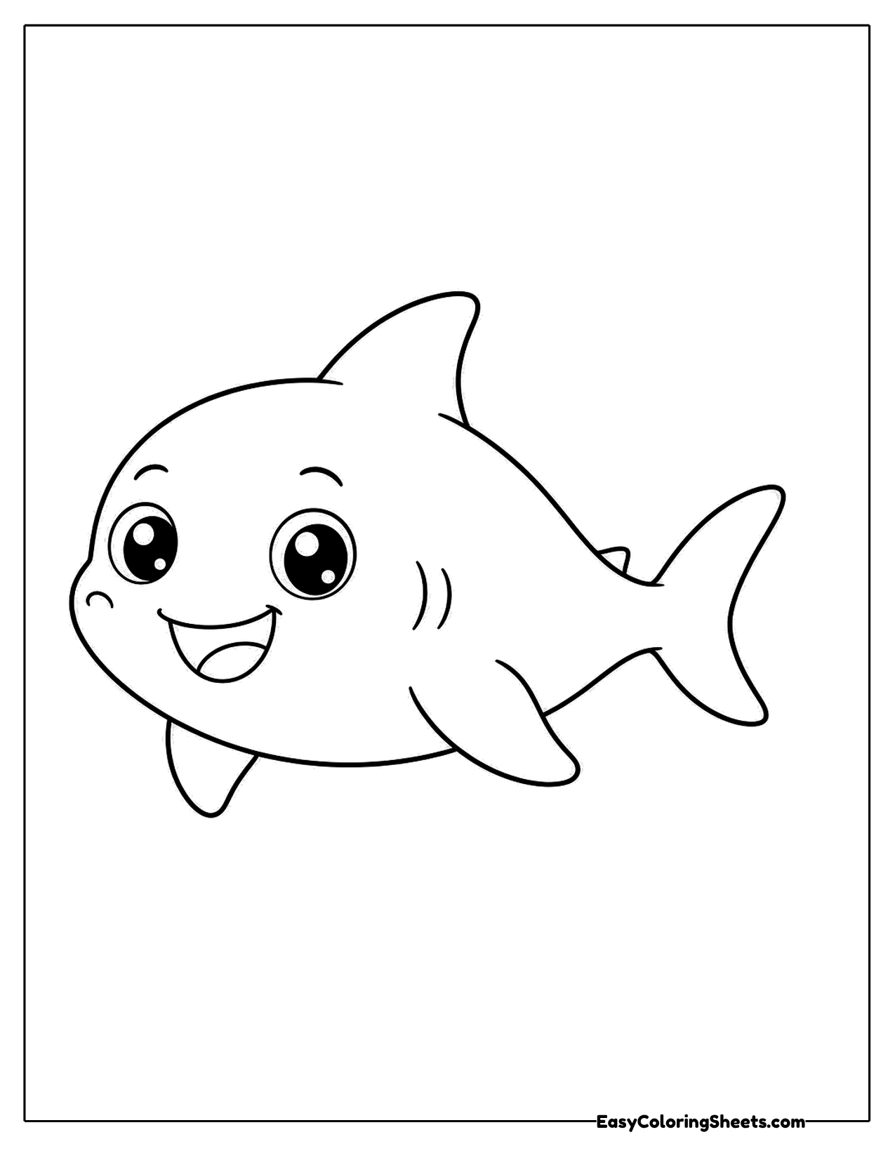 Baby shark-like megalodon with a big smile