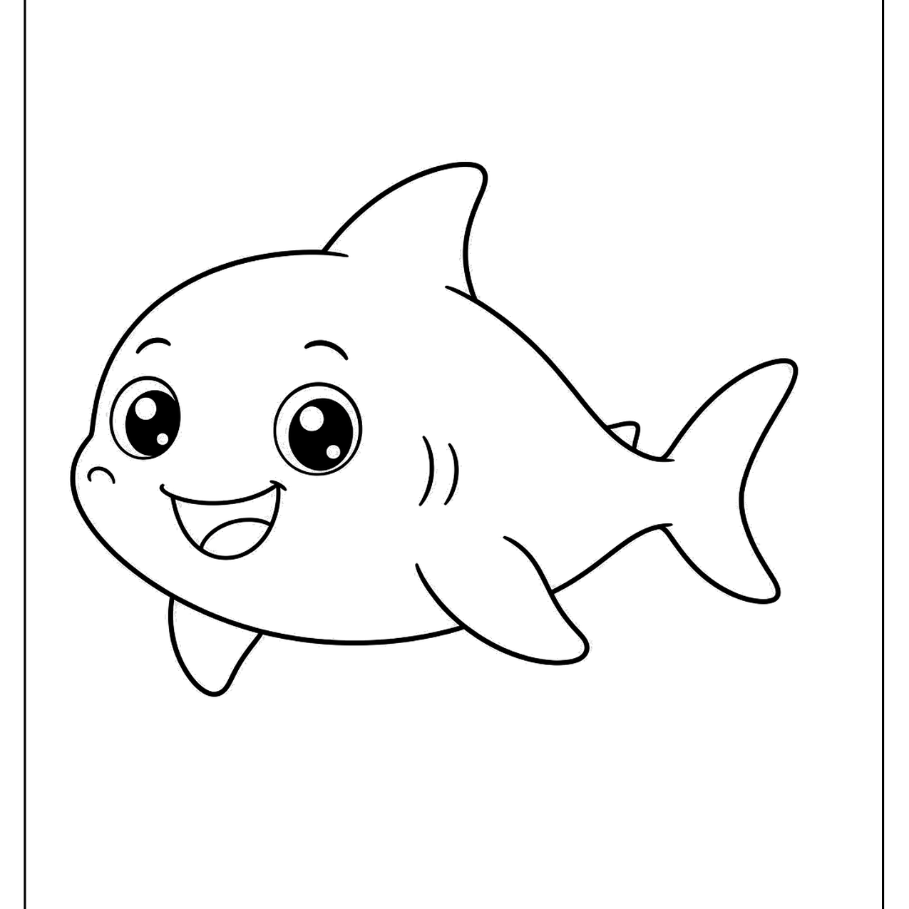 Baby shark-like megalodon with a big smile