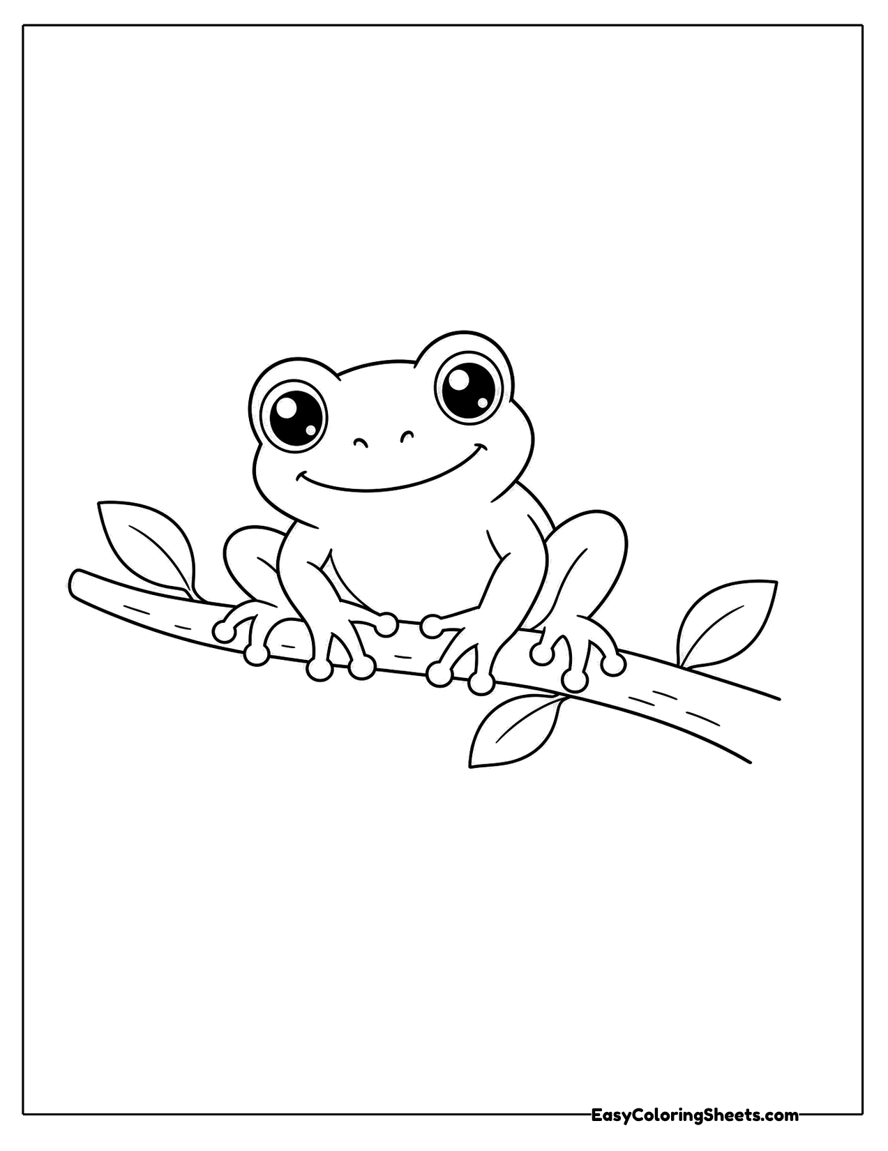 Small frog clinging to a thin tree branch
