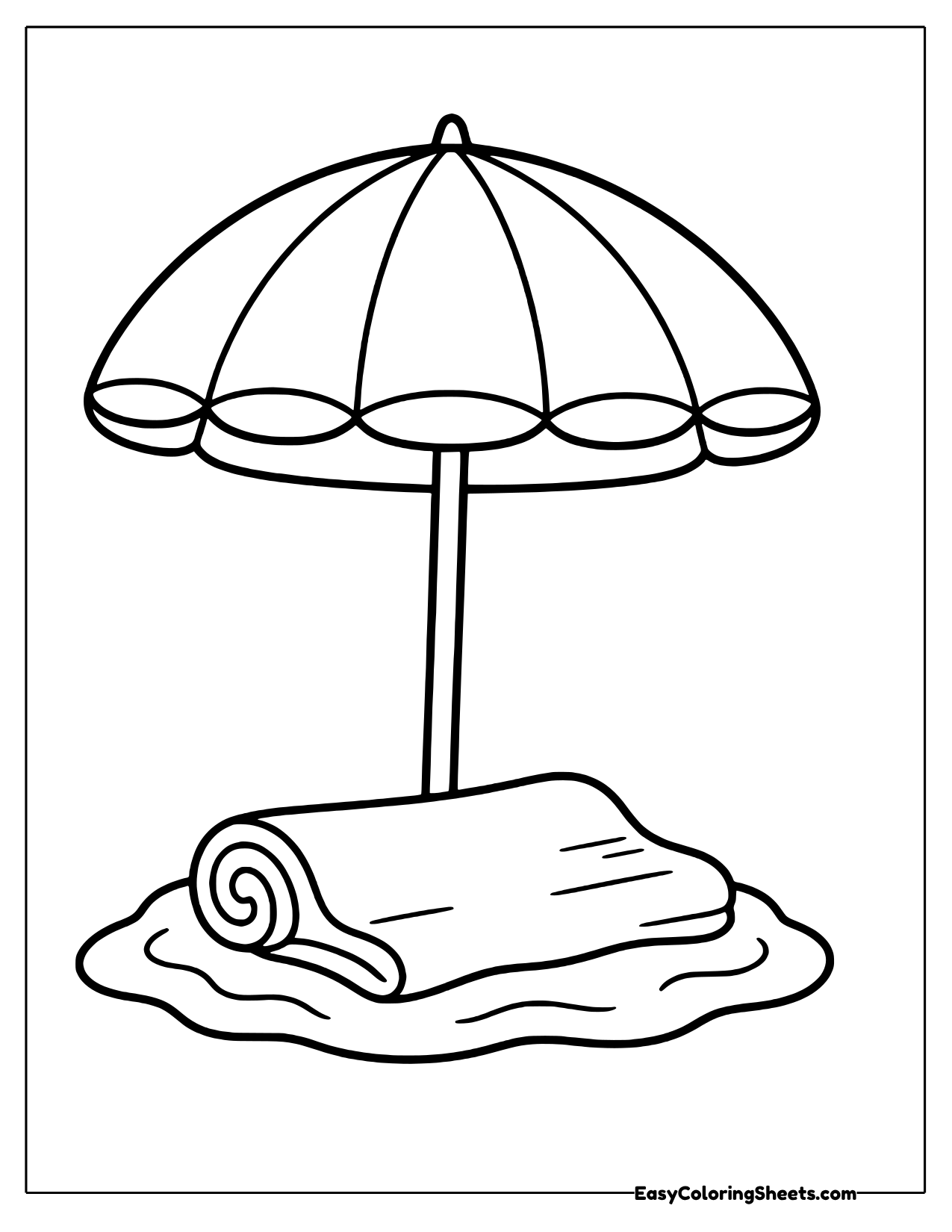 Beach umbrella over a rolled towel