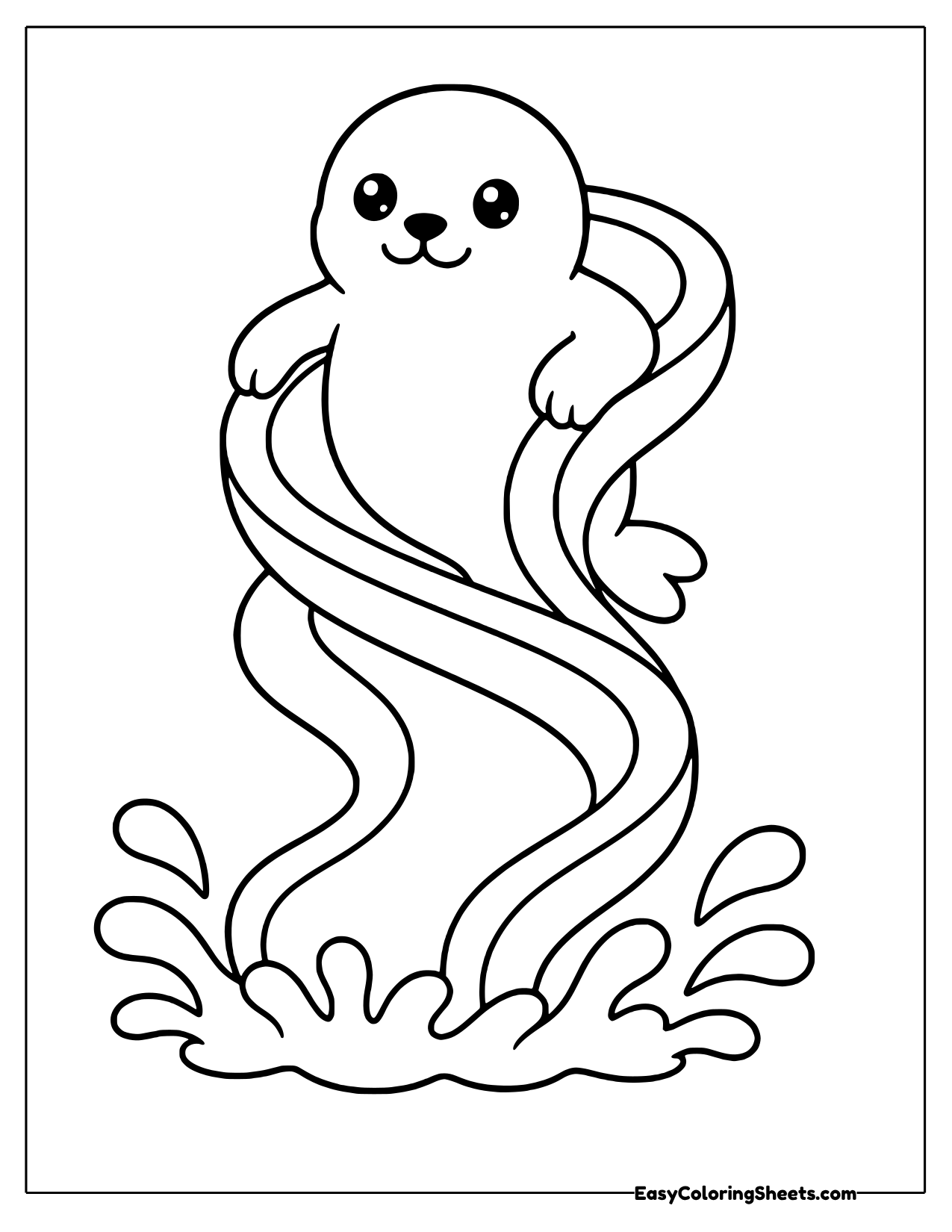 Seal sliding down a curvy spiral water slide