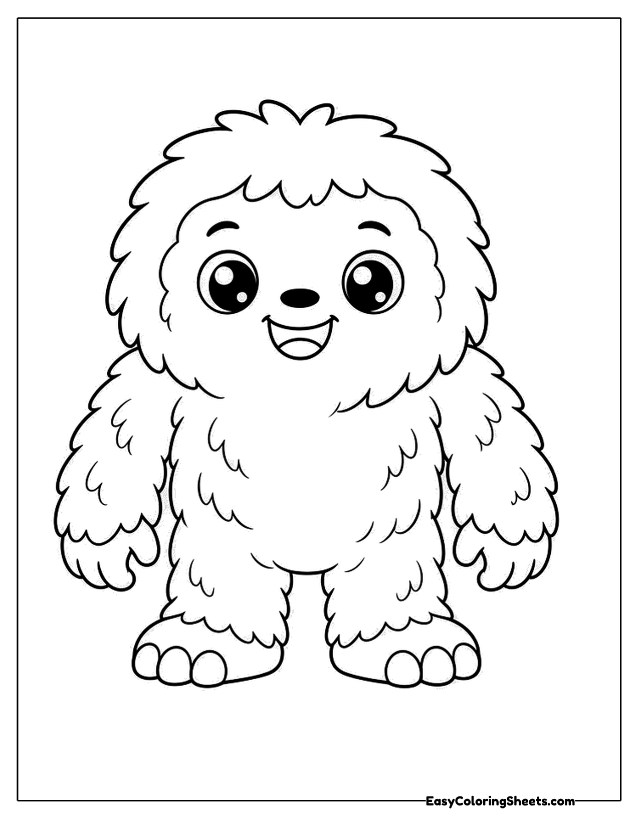 Cute fluffy yeti with a big grin