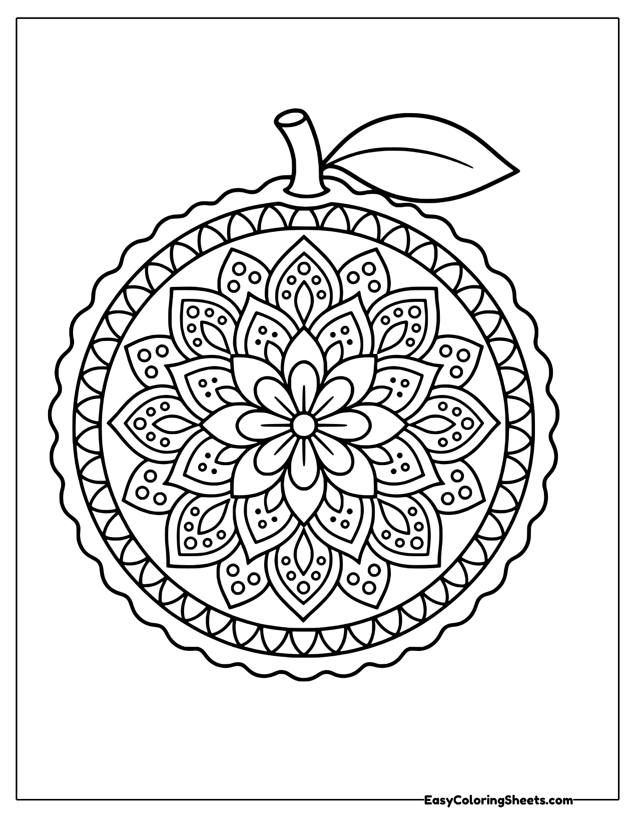 Lime with a mandala flower design inside a decorated round border