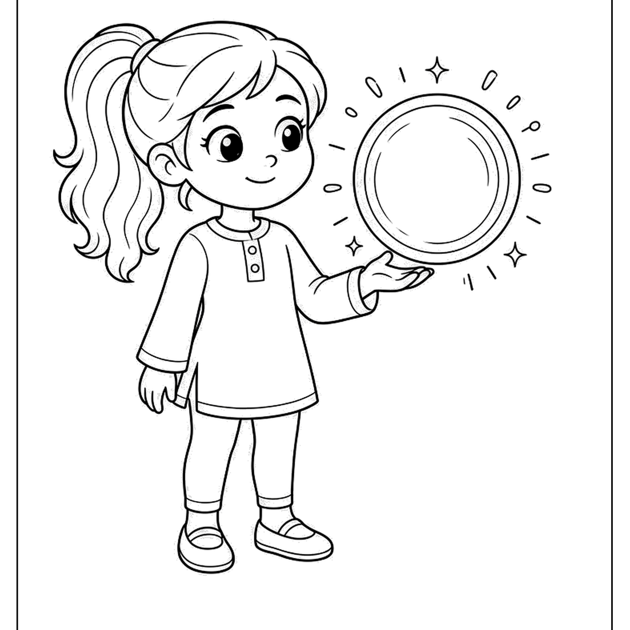 Girl with a ponytail holding a glowing orb
