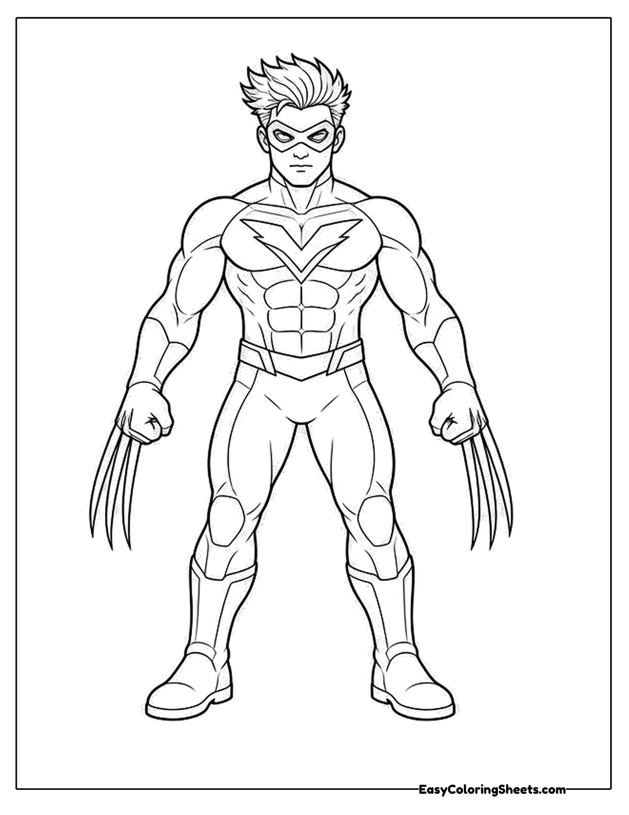 Muscular hero standing with claws