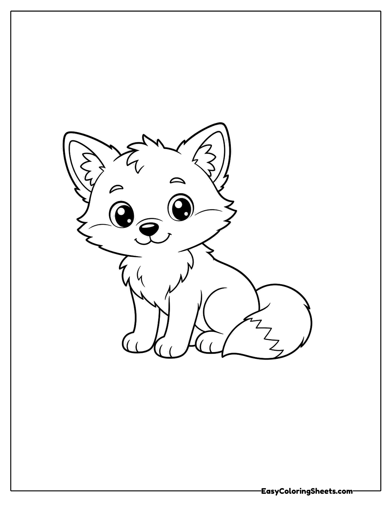 Fox sitting at an angle with its head turned toward the viewer