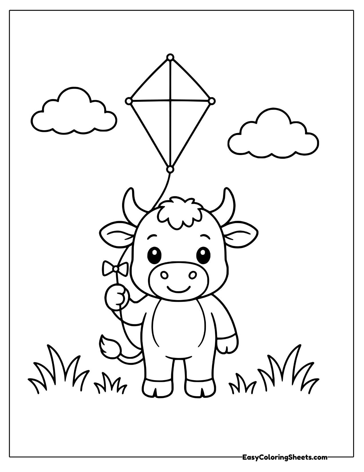 Bull flying a diamond kite