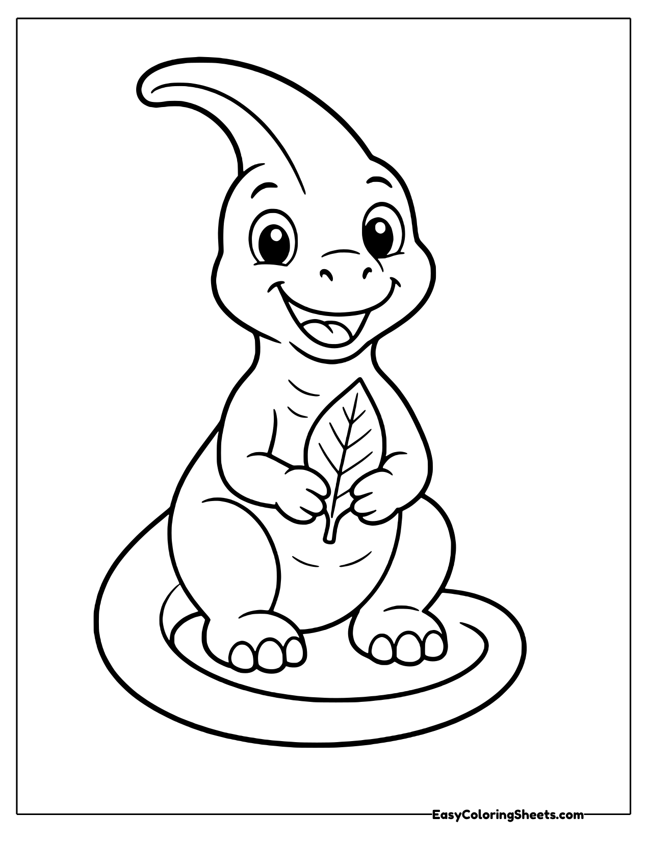 Parasaurolophus holding a leaf