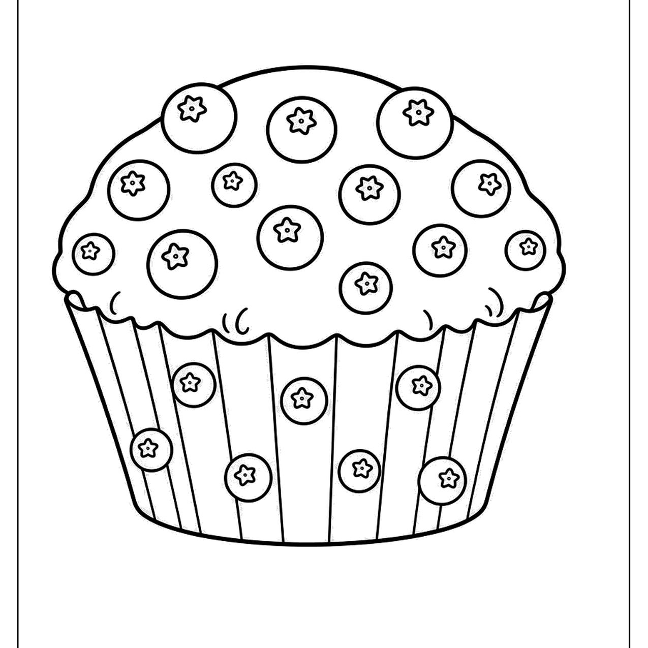 Blueberry muffin with a striped wrapper